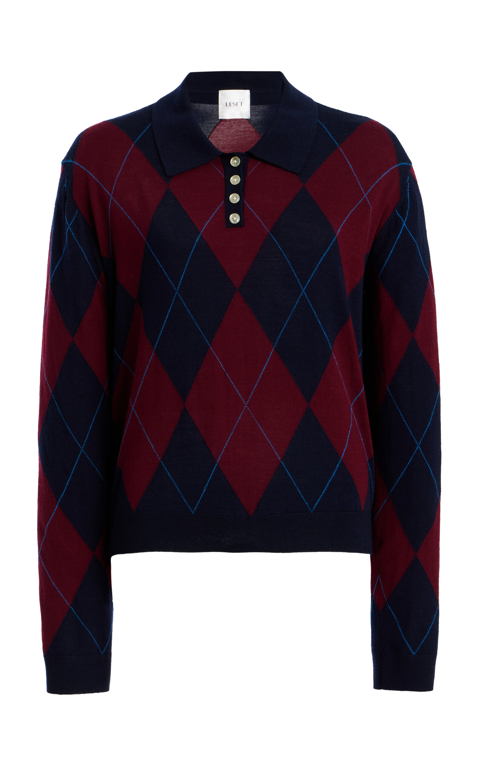 Leset James Argyle-Knit Polo