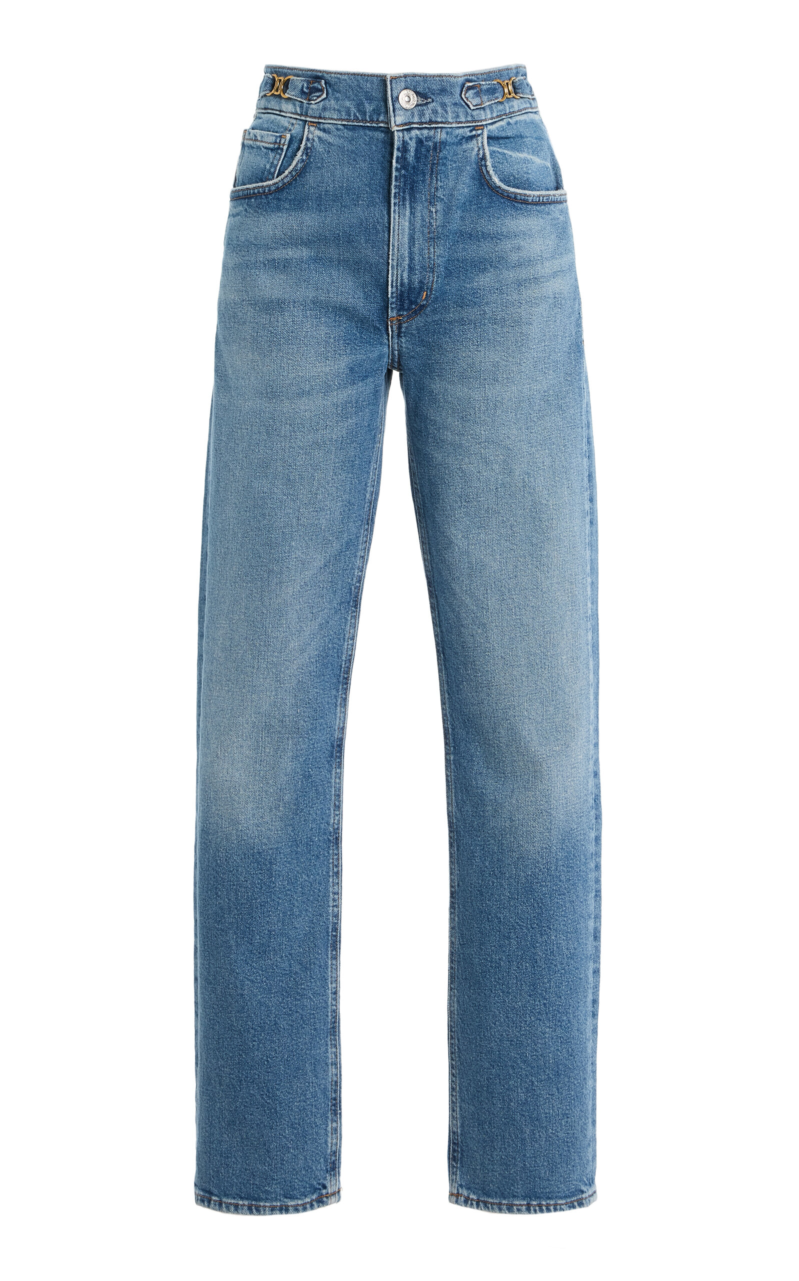 Citizen Of Humanity Blaine Horsebit-detailed Stretch High-rise Straight-leg Jeans In Blue