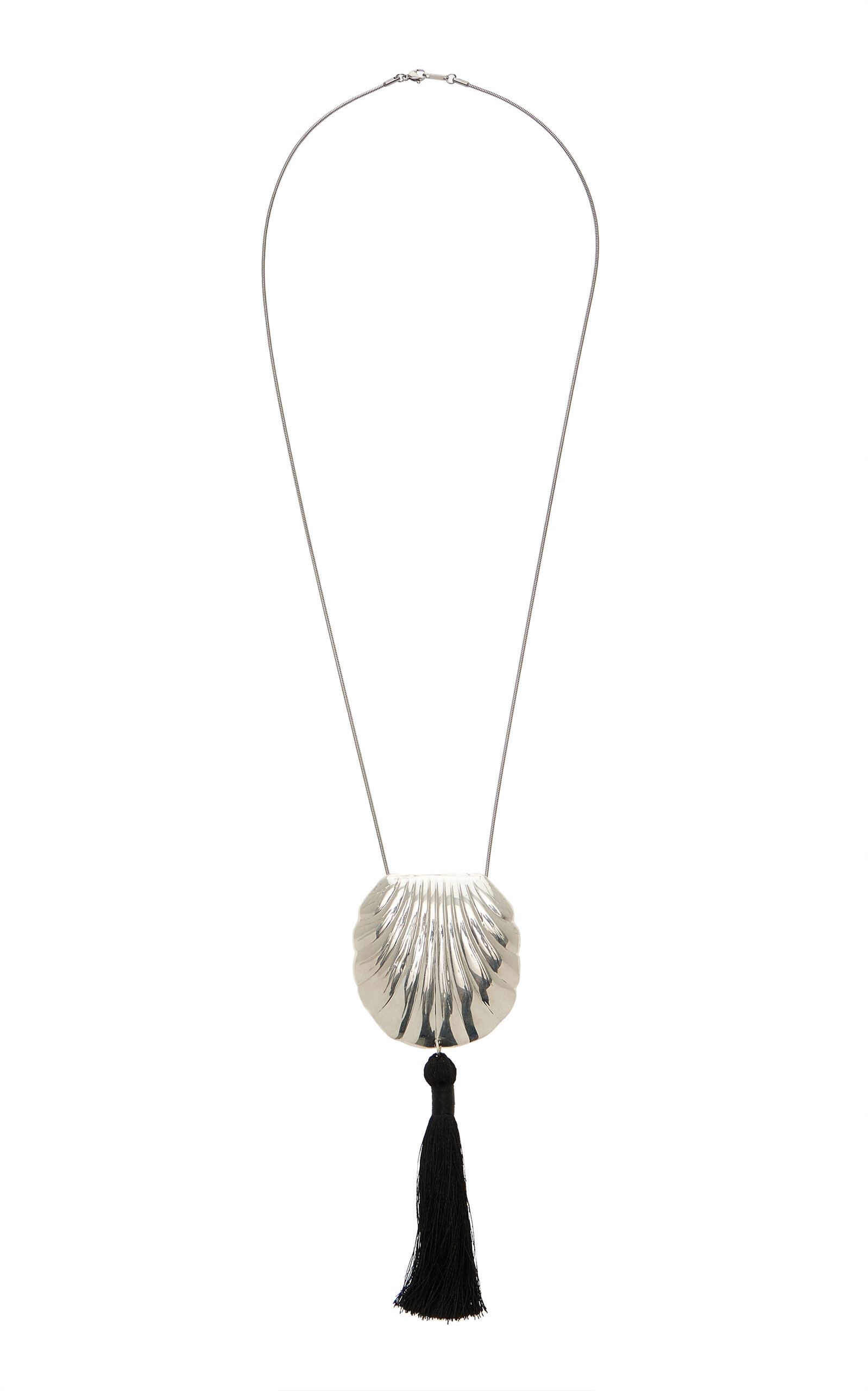 Juju Vera Exclusive Riviera Petra Tasseled Sterling Silver Necklace In Black