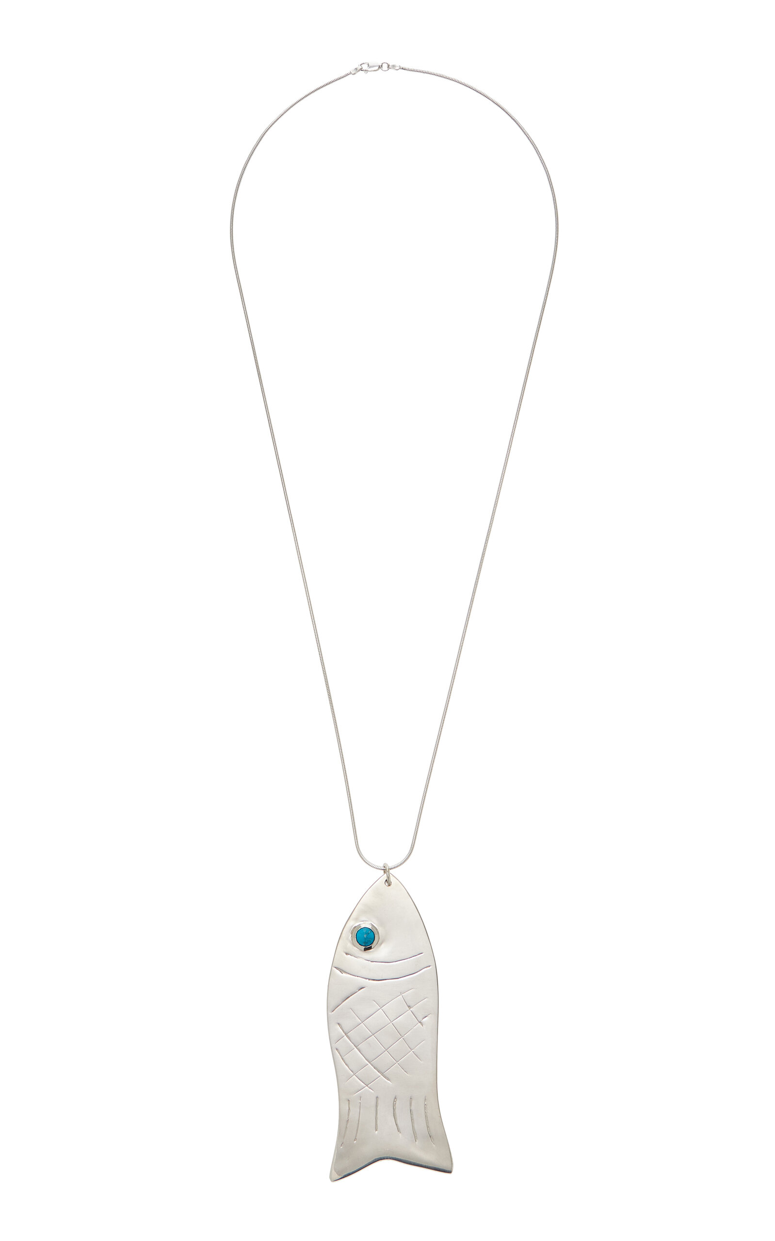 Juju Vera Exclusive Riviera Sterling Silver Turquoise Fish Necklace In Blue