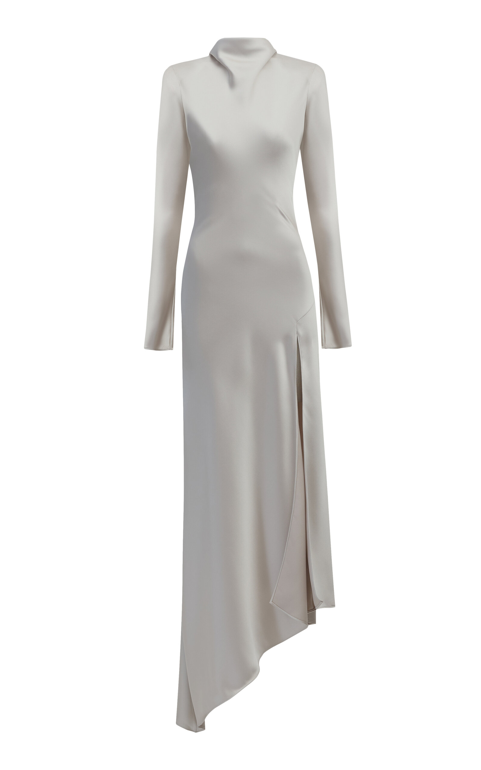 The New Arrivals Ilkyaz Ozel Bianca Asymmetric Satin Maxi Dress