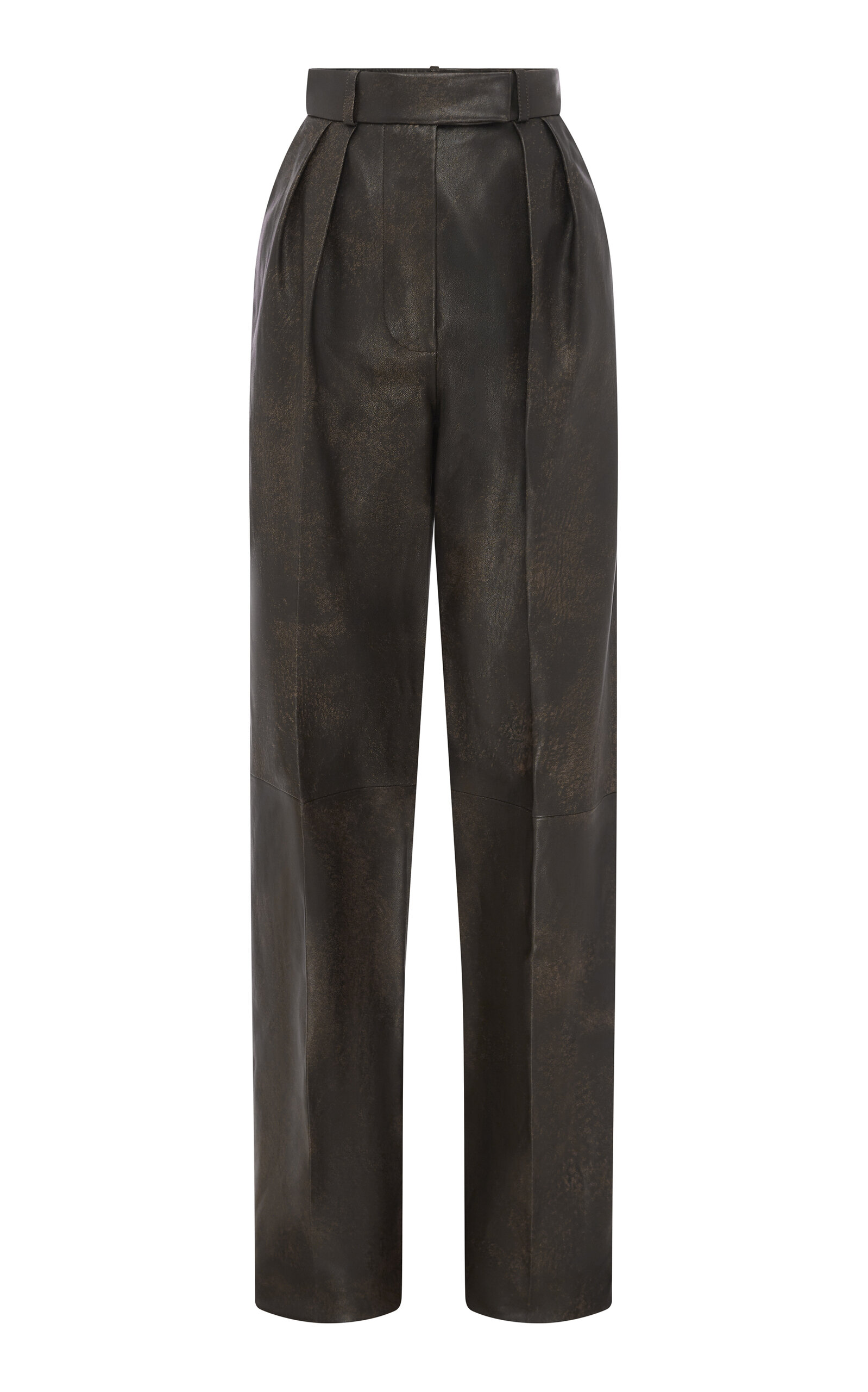 Alex Perry Tailored Leather Wide-leg Pants In Brown