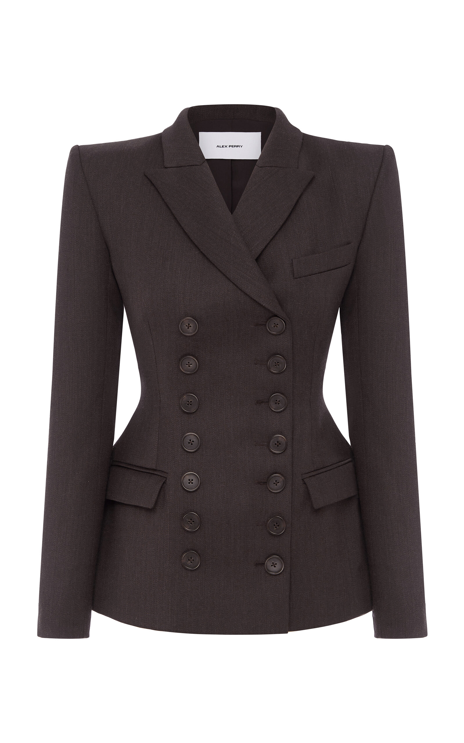Alex Perry Double-breasted Wool-blend Blazer In Brown