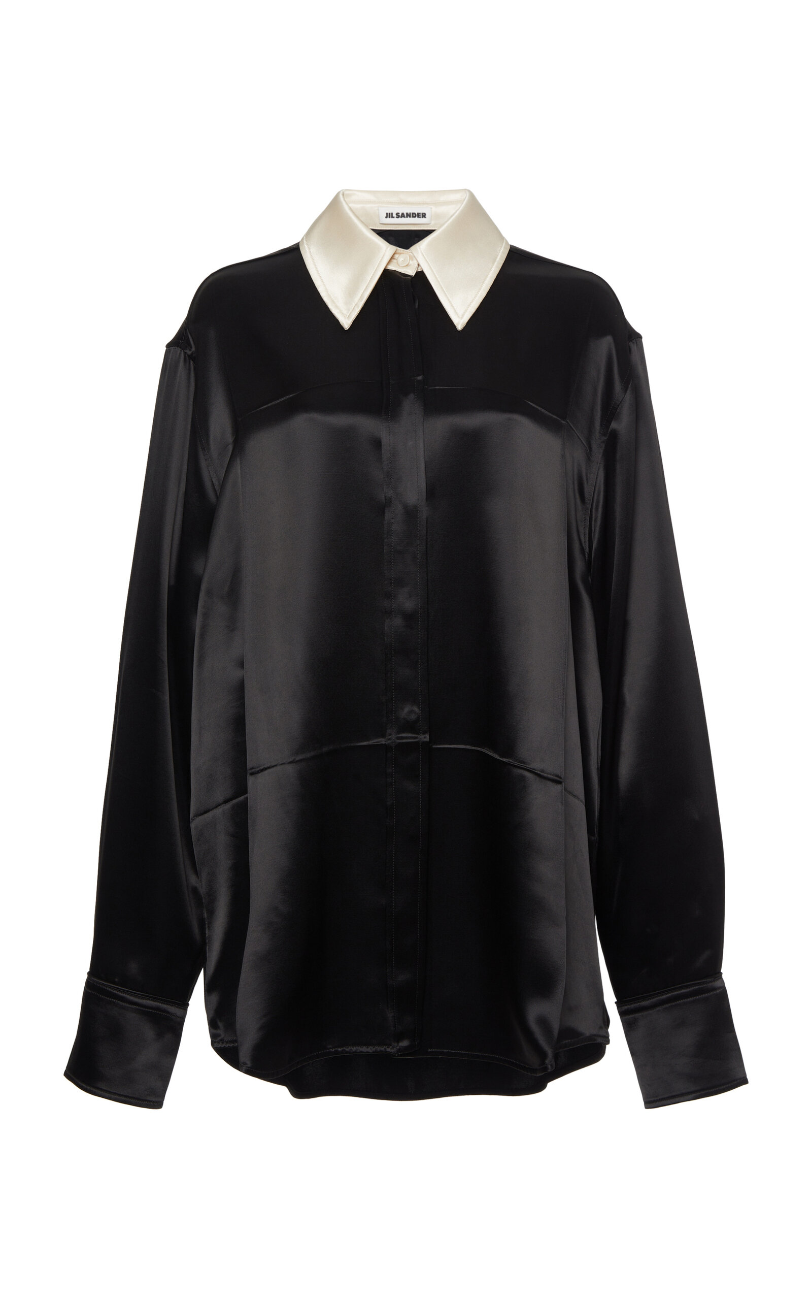 Jil Sander Collared Satin Shirt - Black