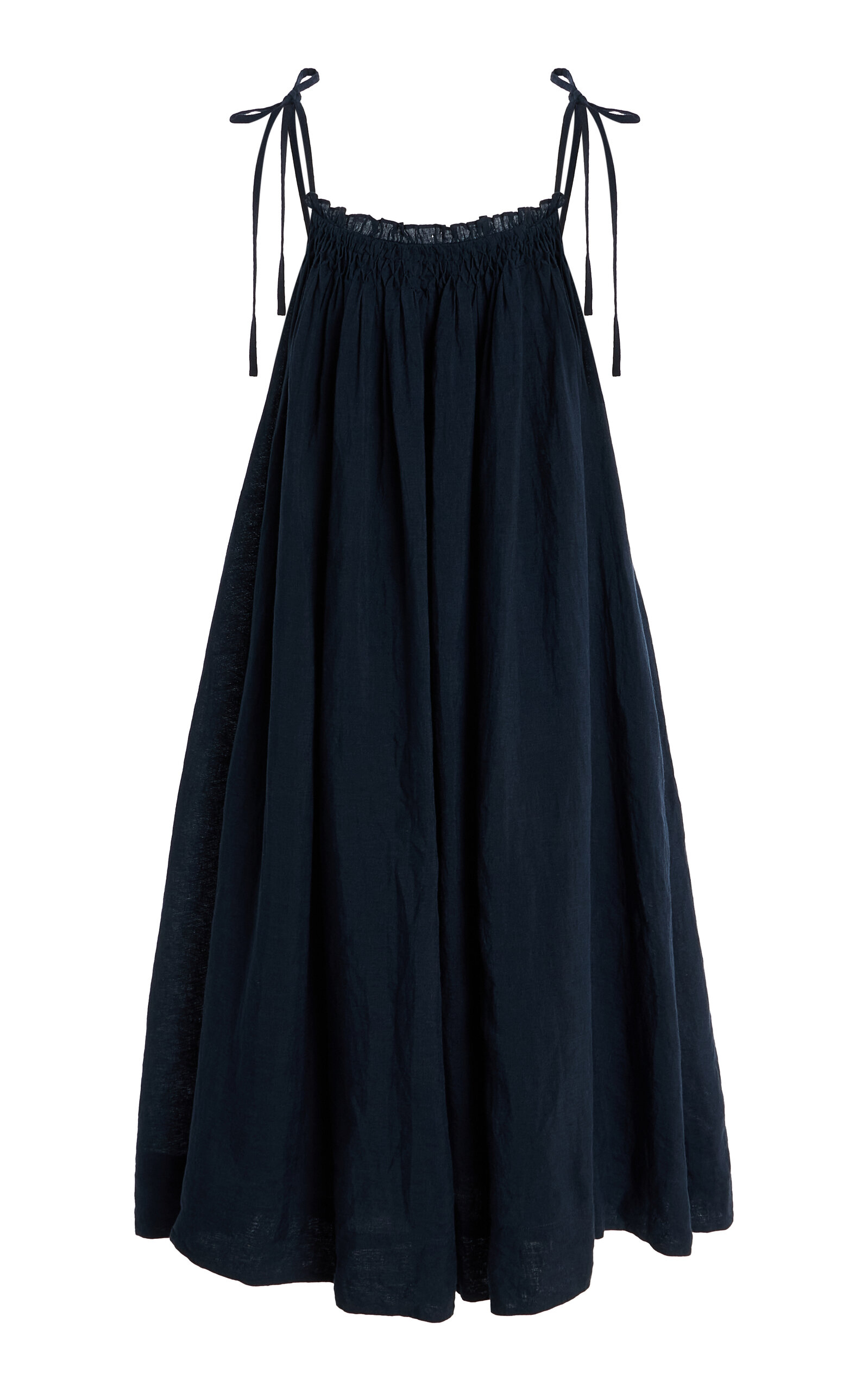 Laurus Smocked Linen Midi Dress
