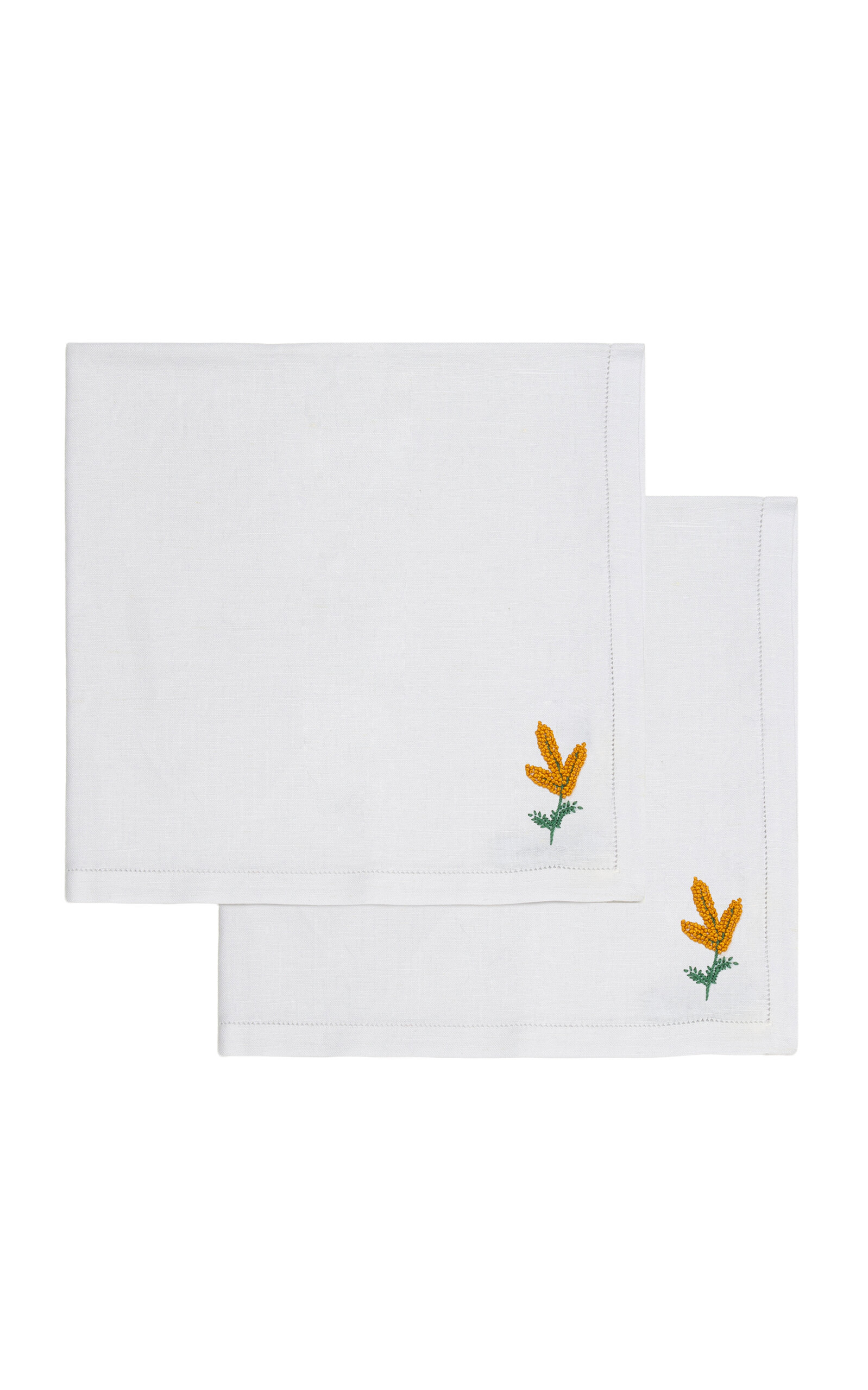 Gohar World Á Jour & Flora Embroidered Linen Dinner Napkin - Multi