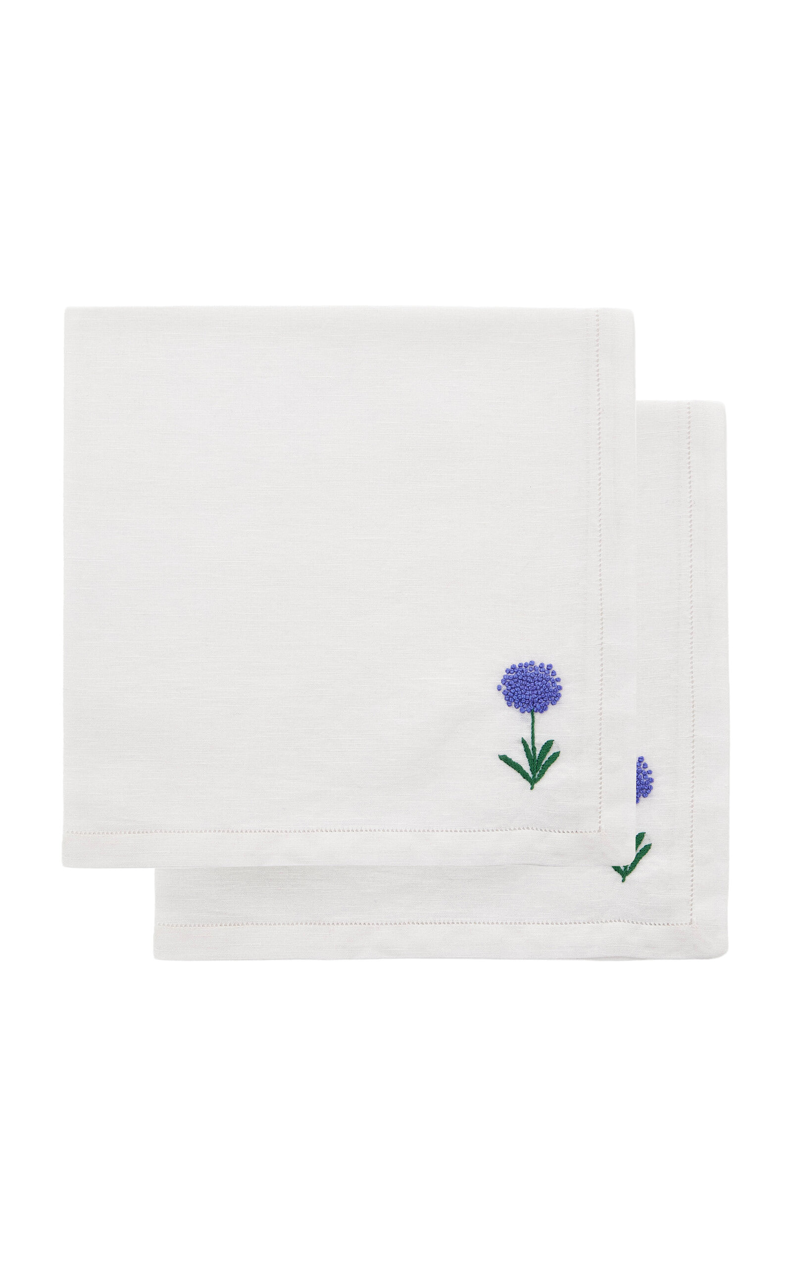Gohar World Á Jour & Flora Embroidered Linen Dinner Napkin - Multi