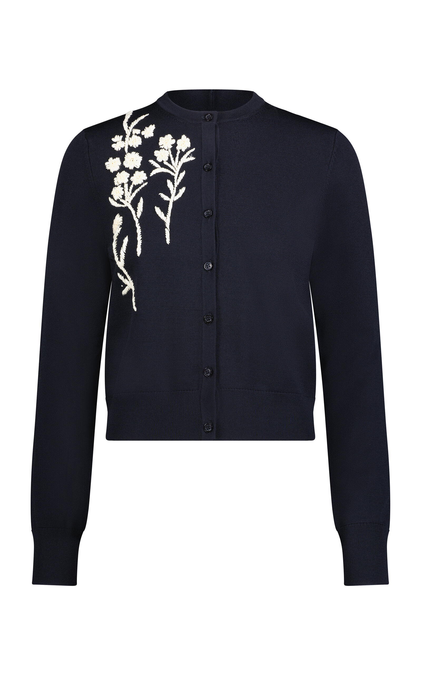 Lela Rose Raffia Embroidered Cardigan - Black - XS