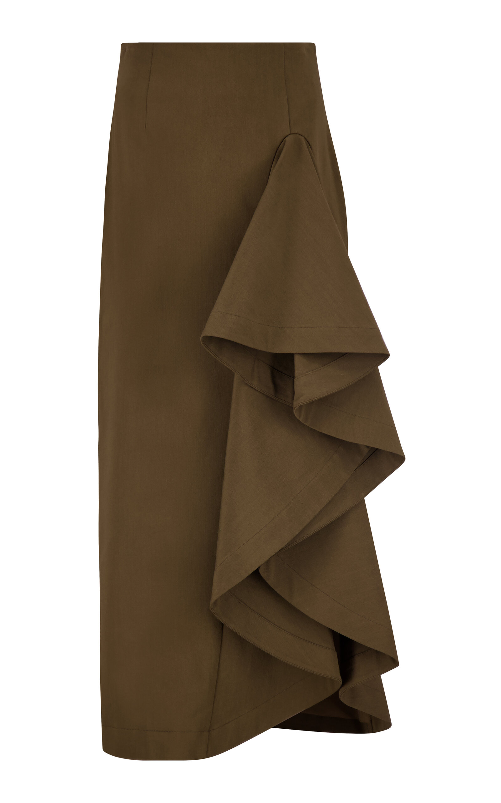 Lela Rose Draped Stretch-Cotton Maxi Skirt