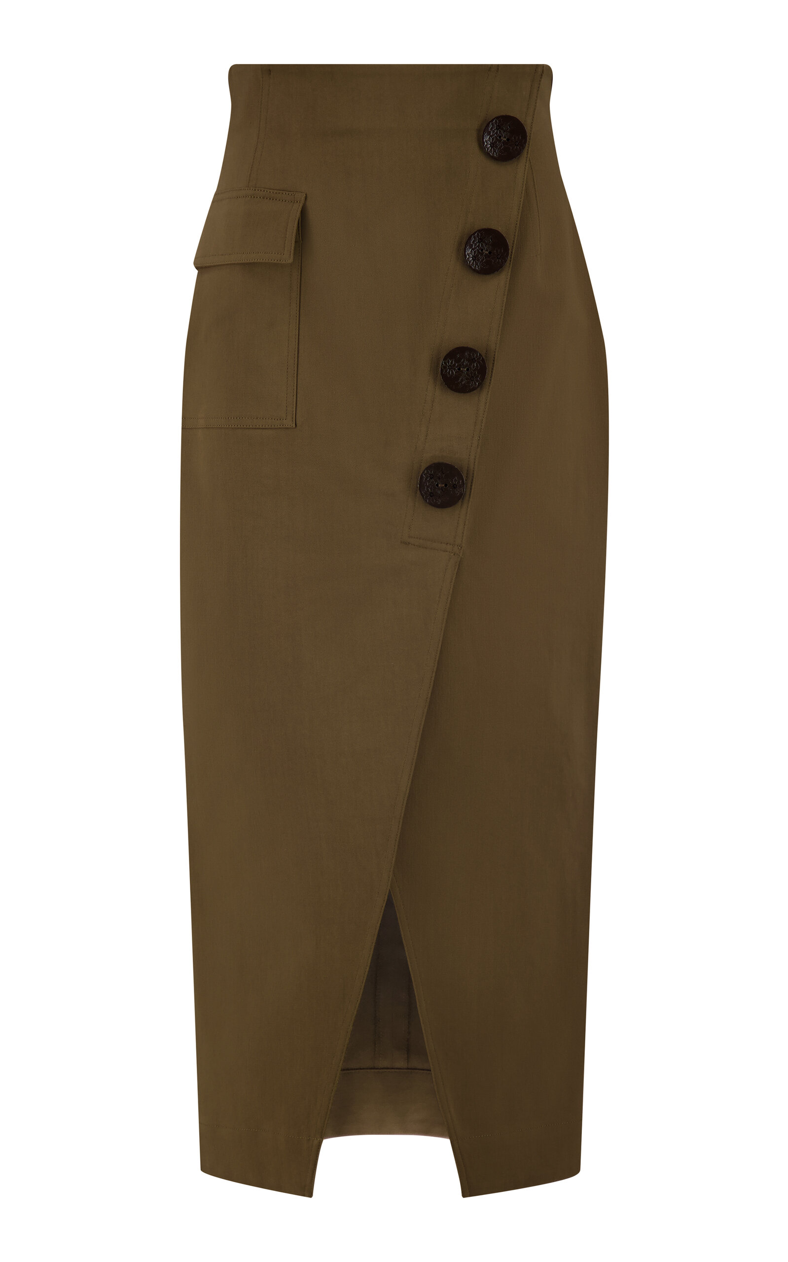 Lela Rose Stretch-Cotton Twill Wrap Skirt