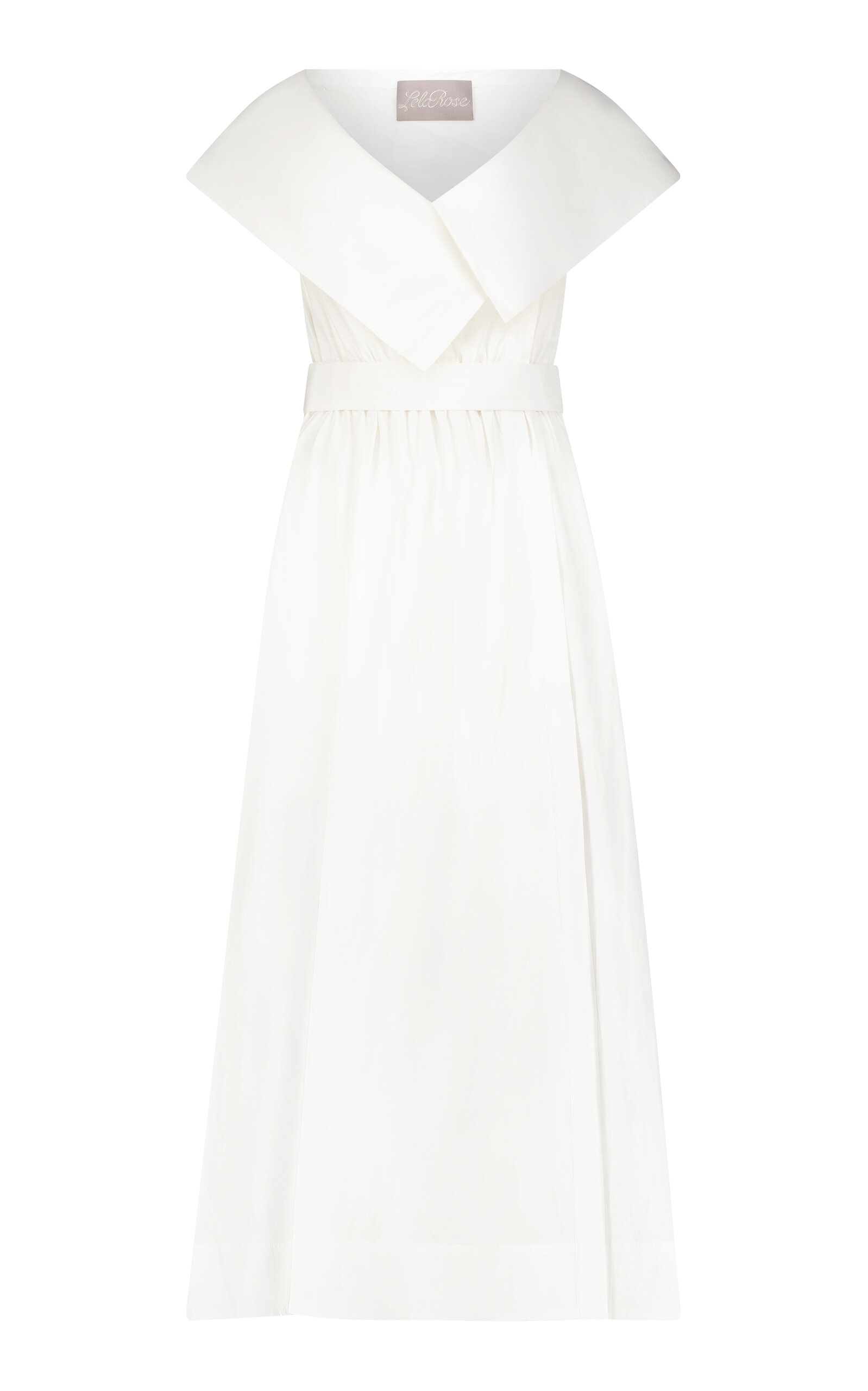 Lela Rose Cotton-Blend Poplin Asymmetric Maxi Dress