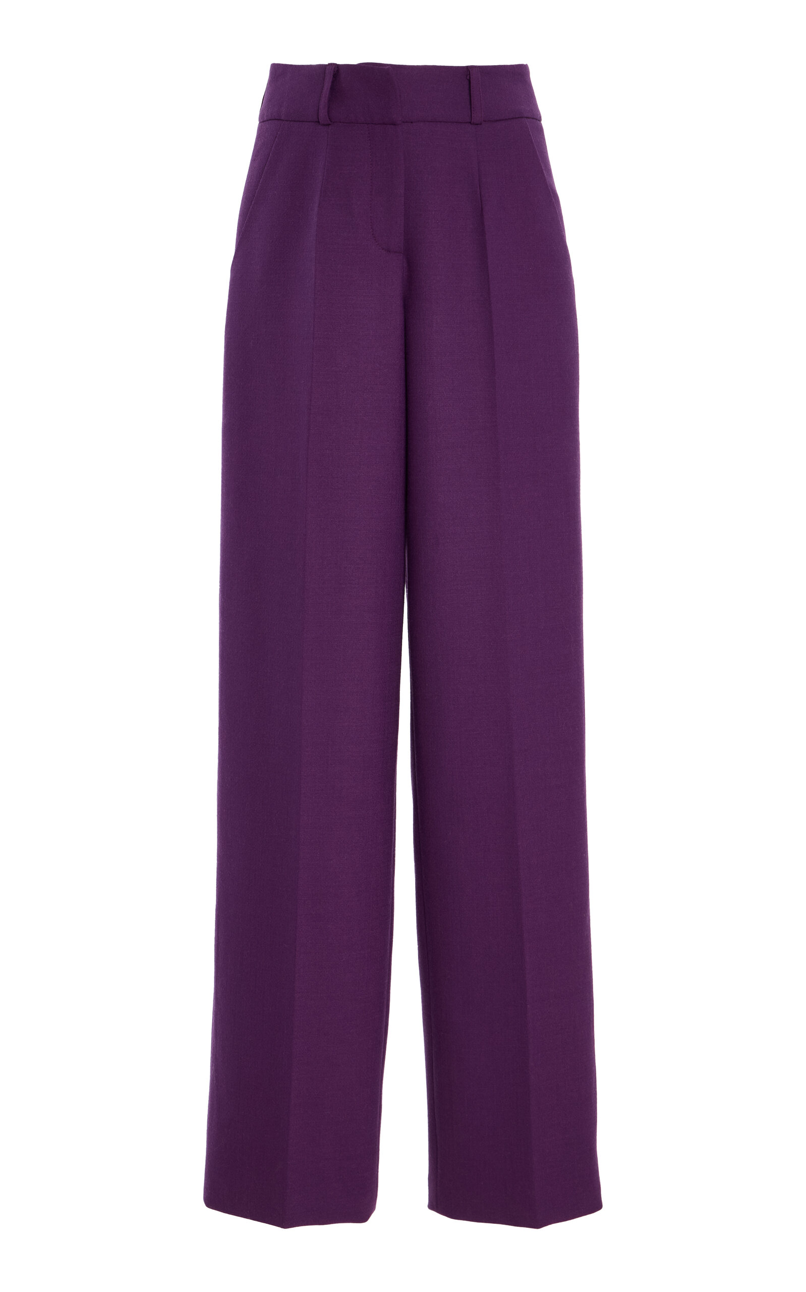 Sergio Hudson Straight Leg Wool Trousers In Purple