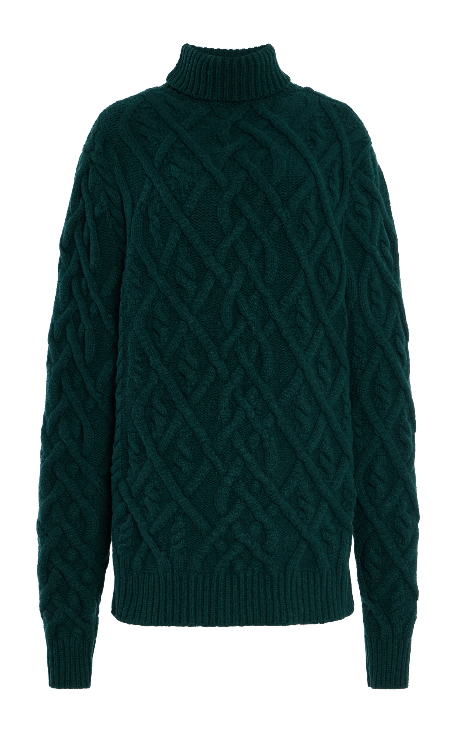 Sergio Hudson Cable-Knit Cashmere-Wool Turtleneck Sweater