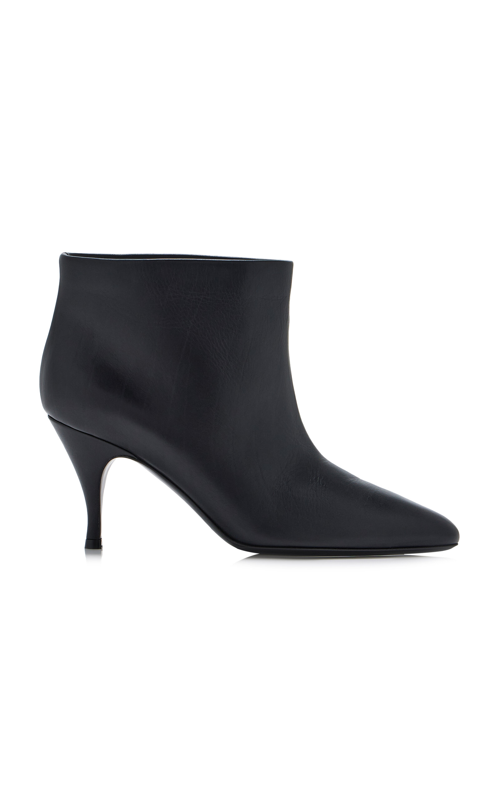 Herbert Levine Leather Silhouette Ankle Boots 80 In Black