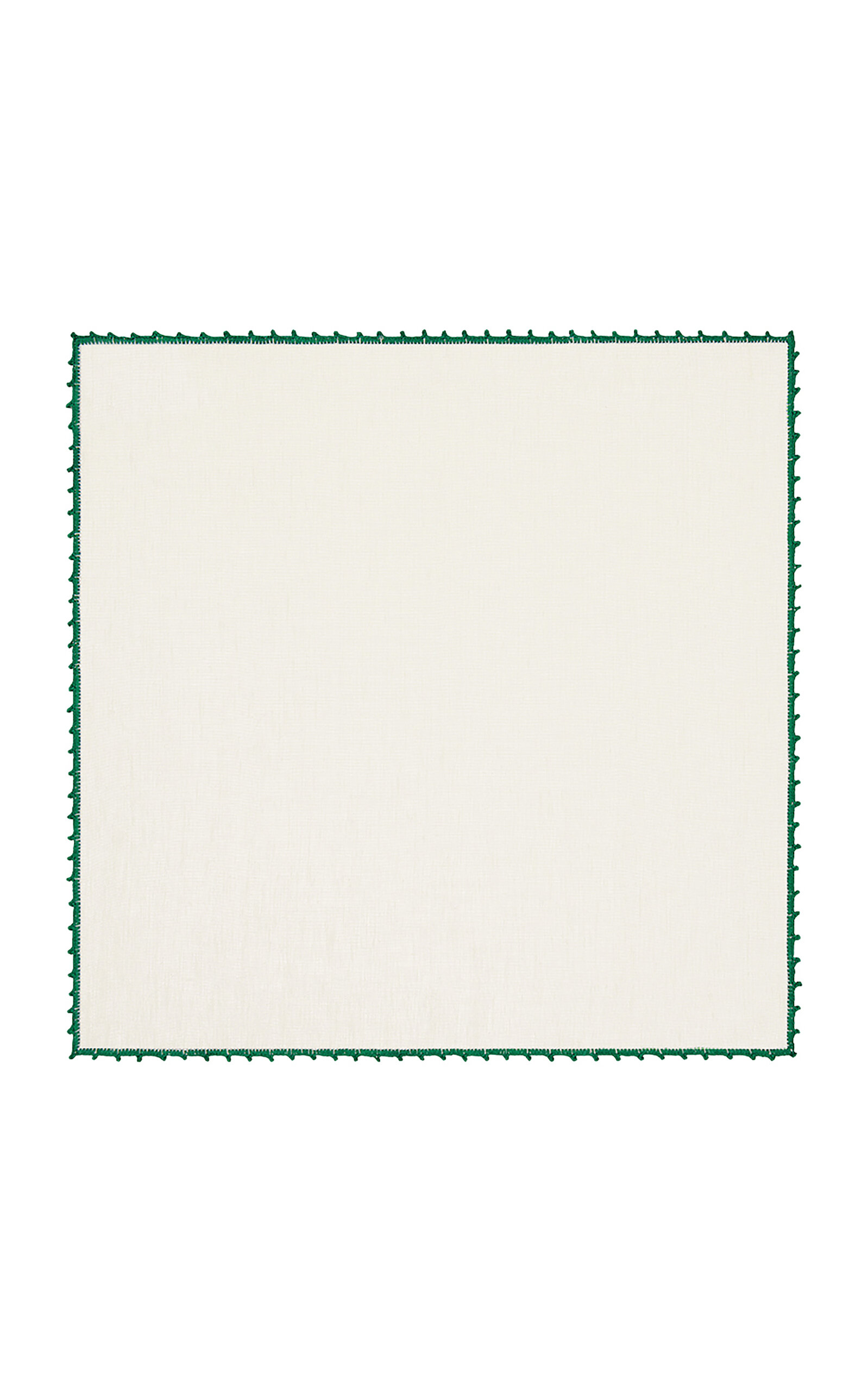 House of Capricorn Teresa Hand-Embroided Green Linen Napkin - Green
