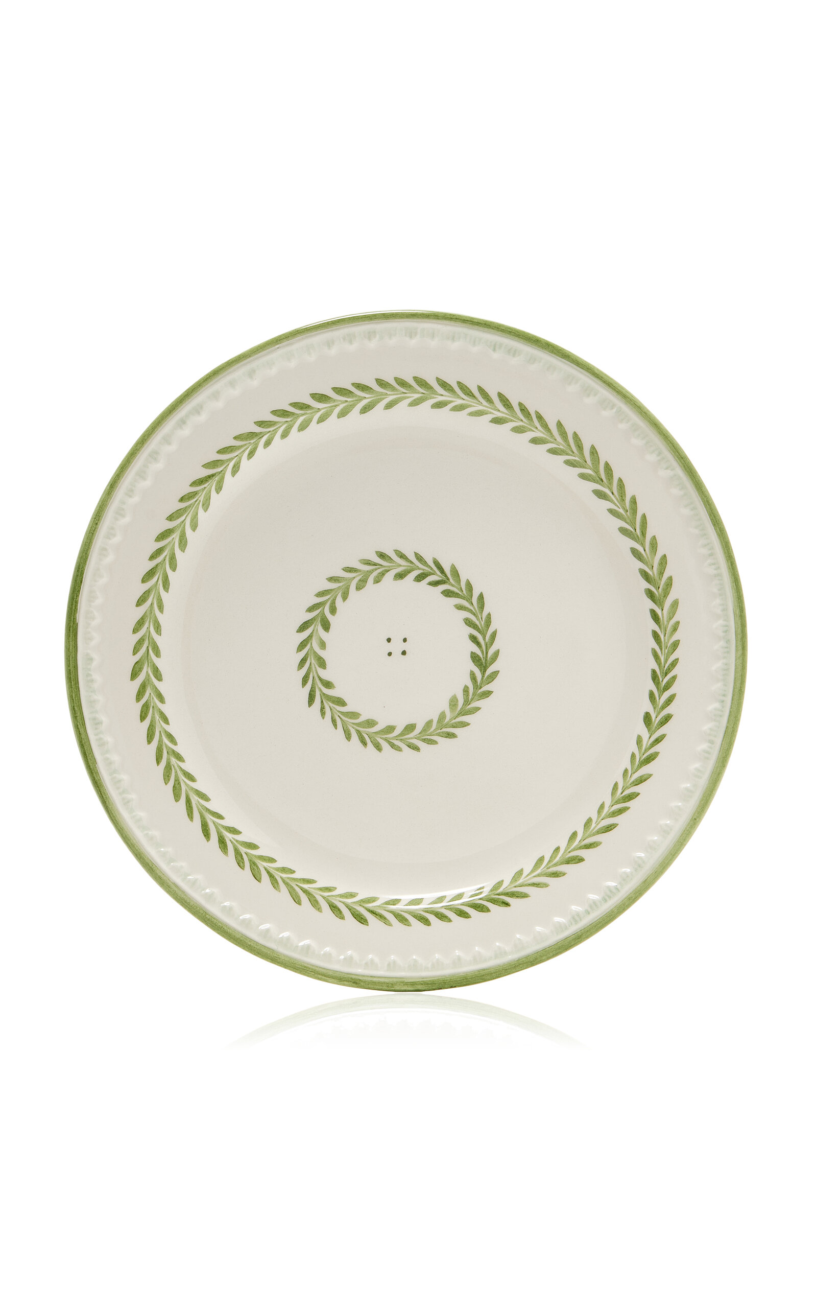 Moda Domus Set-of-Two Leaf-Painted Creamware Dinner Plates - Green