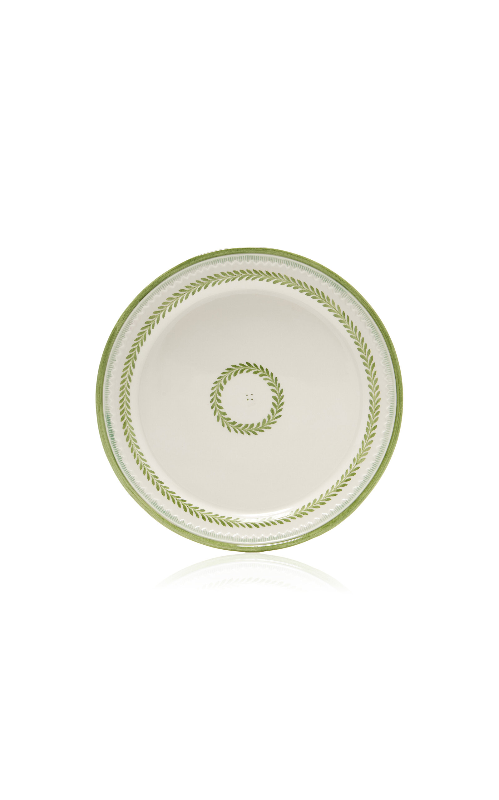 Moda Domus Set-of-Two Leaf-Painted Creamware Dessert Plates - Green