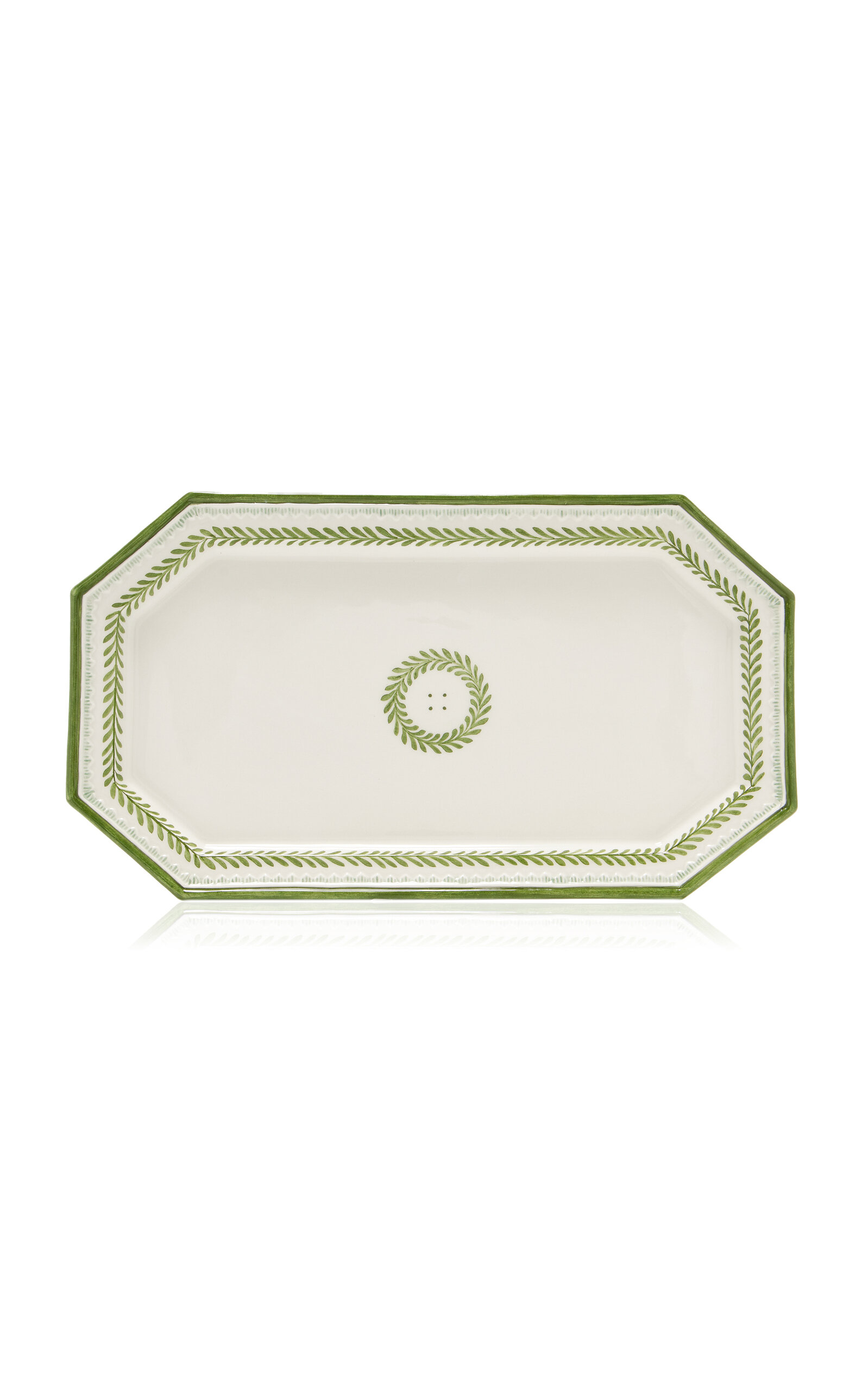 Moda Domus Large Leaf-painted Ceramic Serving Plate