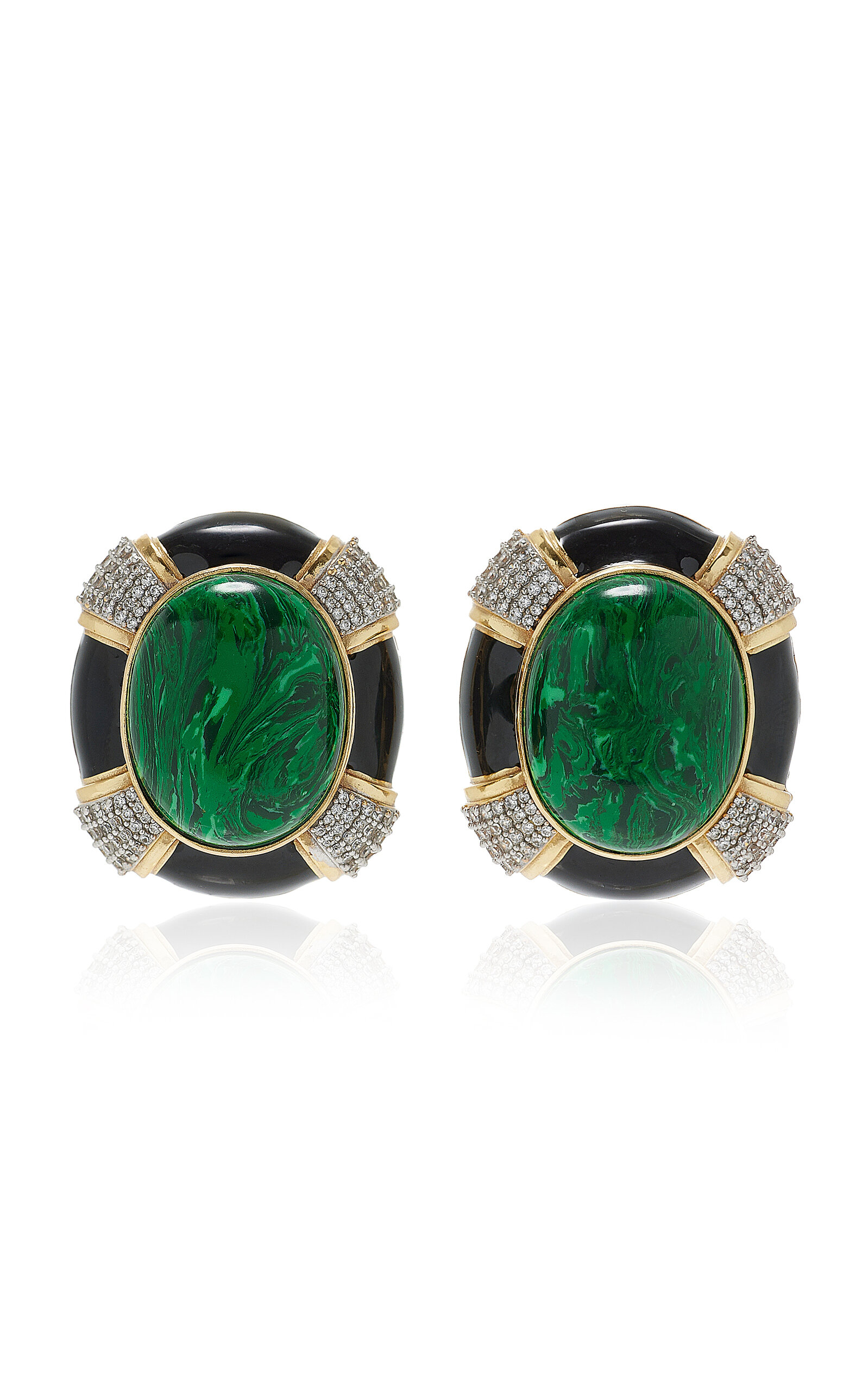 VALÉRE Cherly 24k Gold-Plated Malachite Earrings