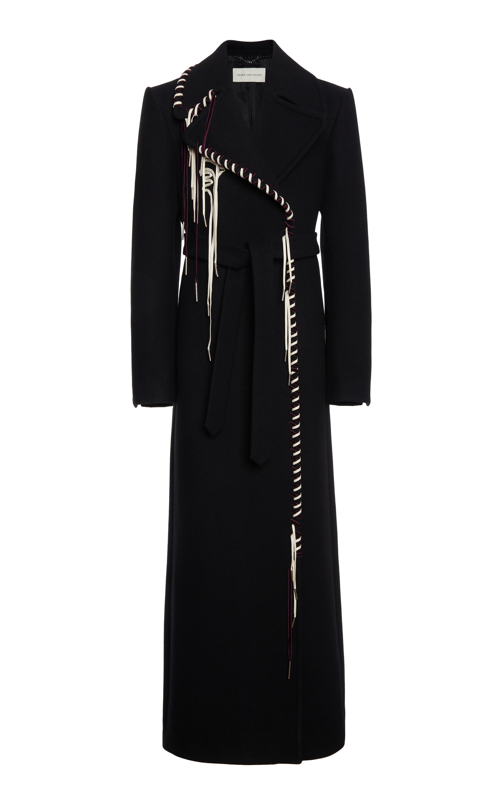 Dries Van Noten Rafaella Whipstitched Twill-wool Coat In Black