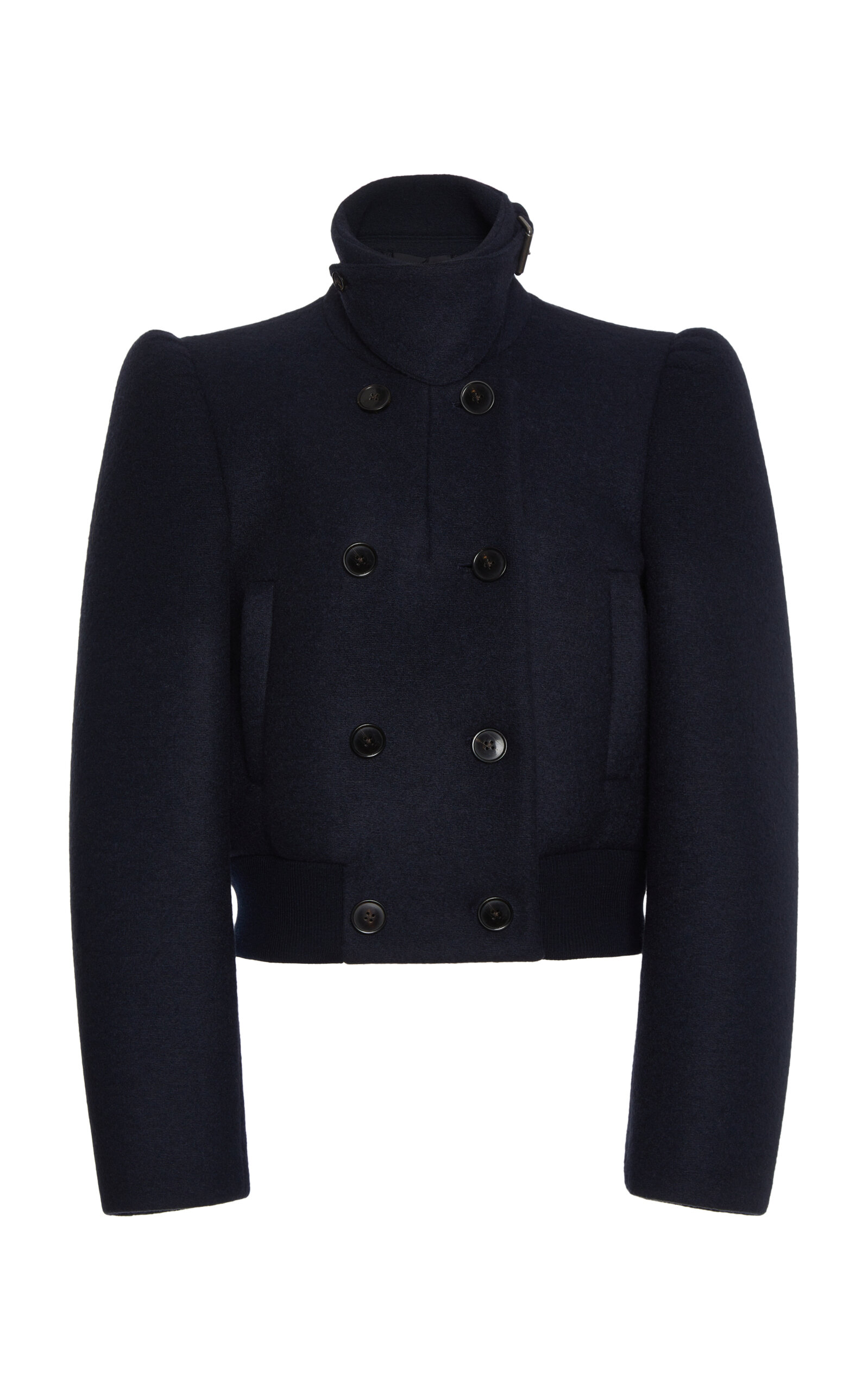 Dries Van Noten Vudy Puff-sleeved Wool-blend Jacket In Navy