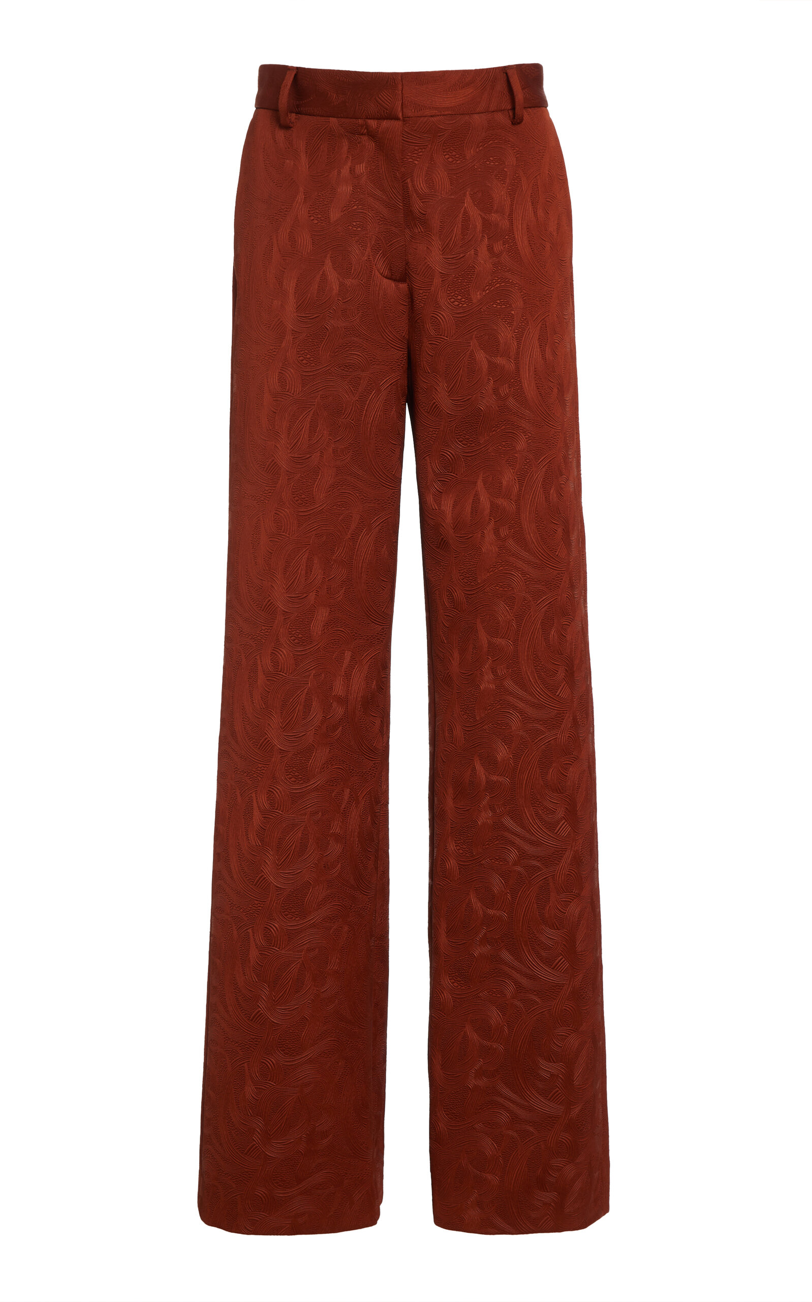Dries Van Noten Paxy Embossed Straight-leg Pants In Red