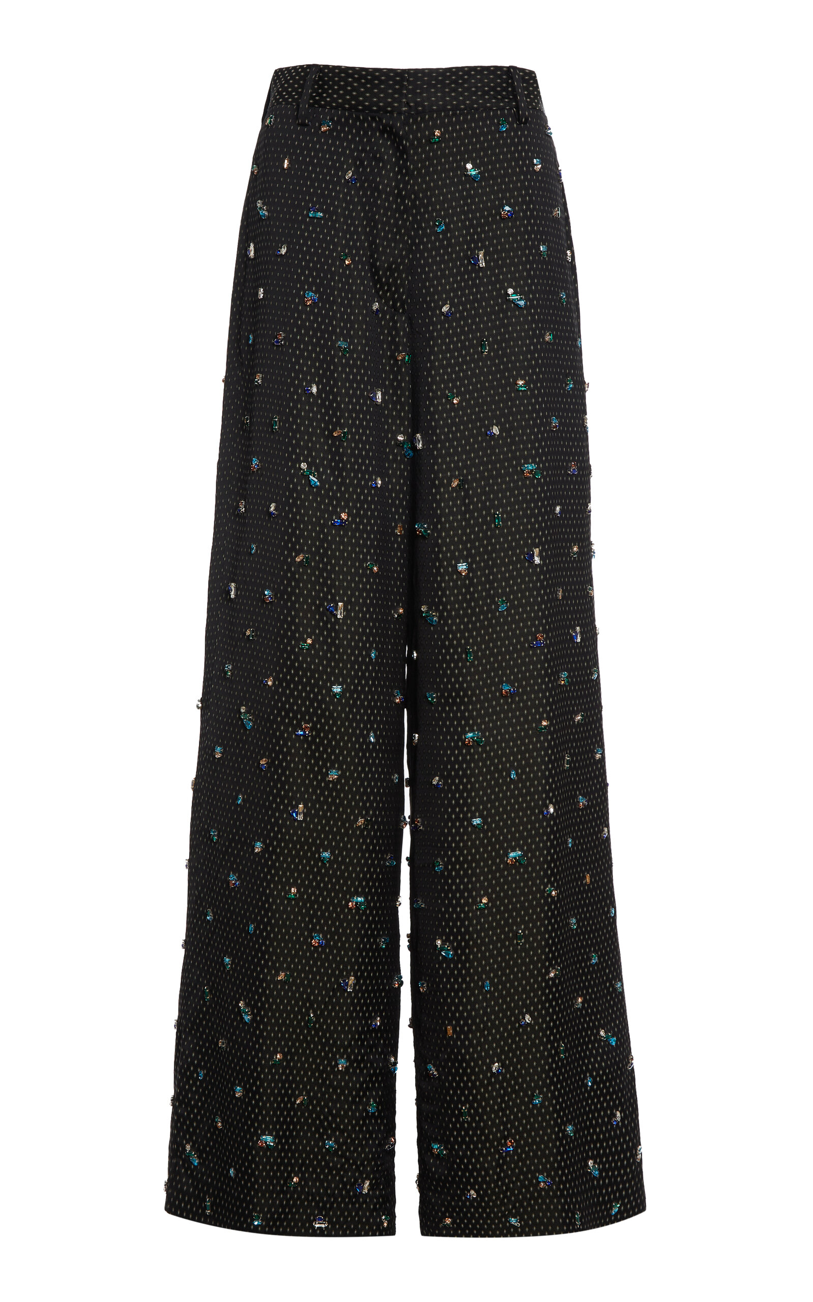 Dries Van Noten Penn Embroidered Jacquard Wide-Leg Pants