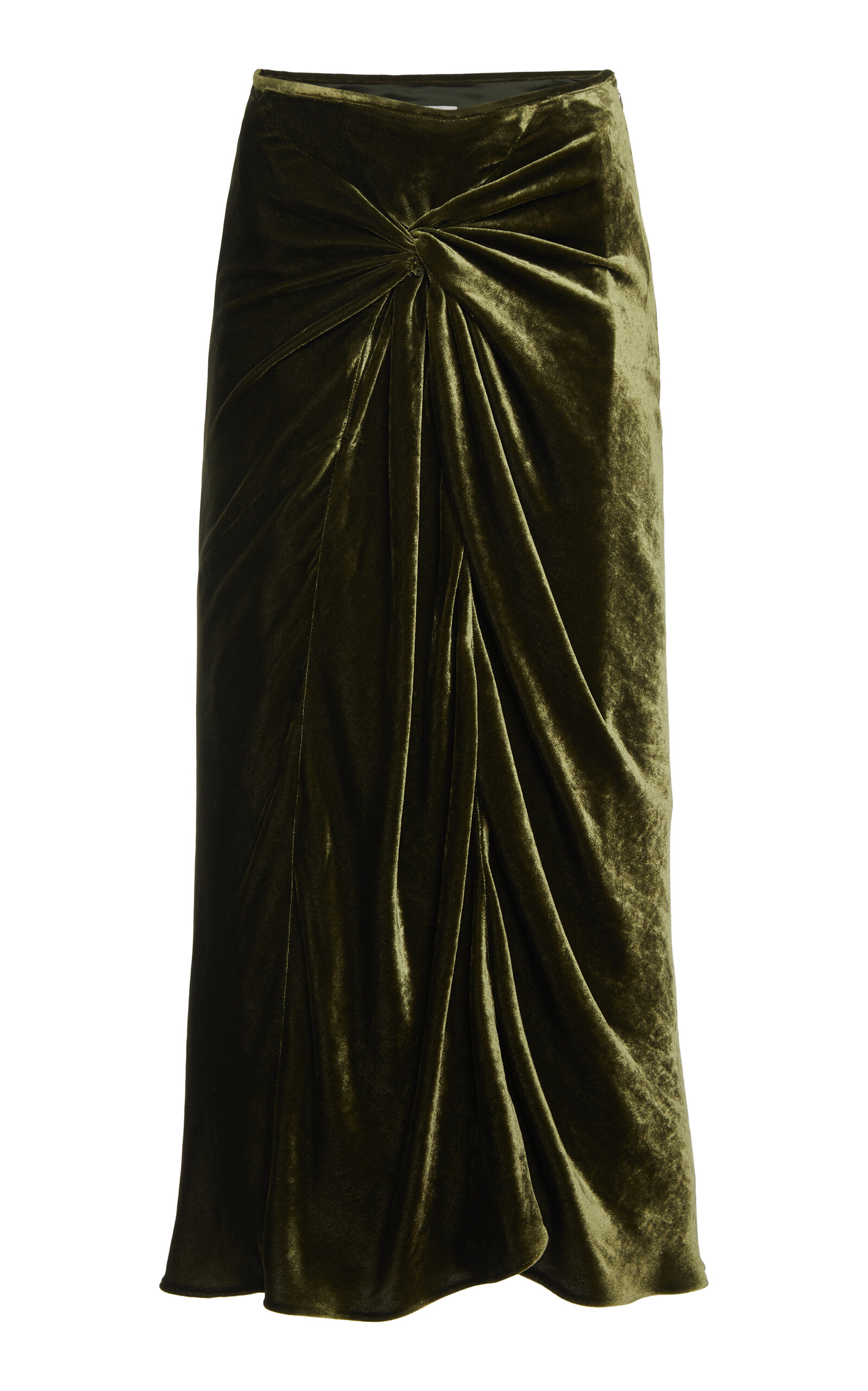 Dries Van Noten Smila Knot-Detailed Velvet Midi Skirt