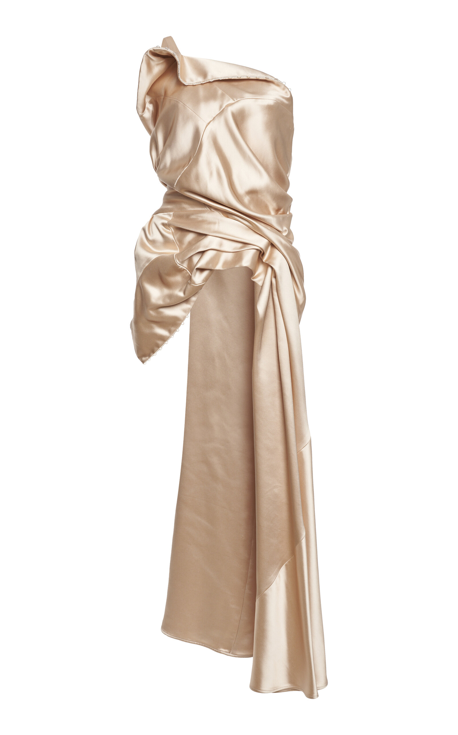 Dries Van Noten Camari Draped Satin Top In Light Pink