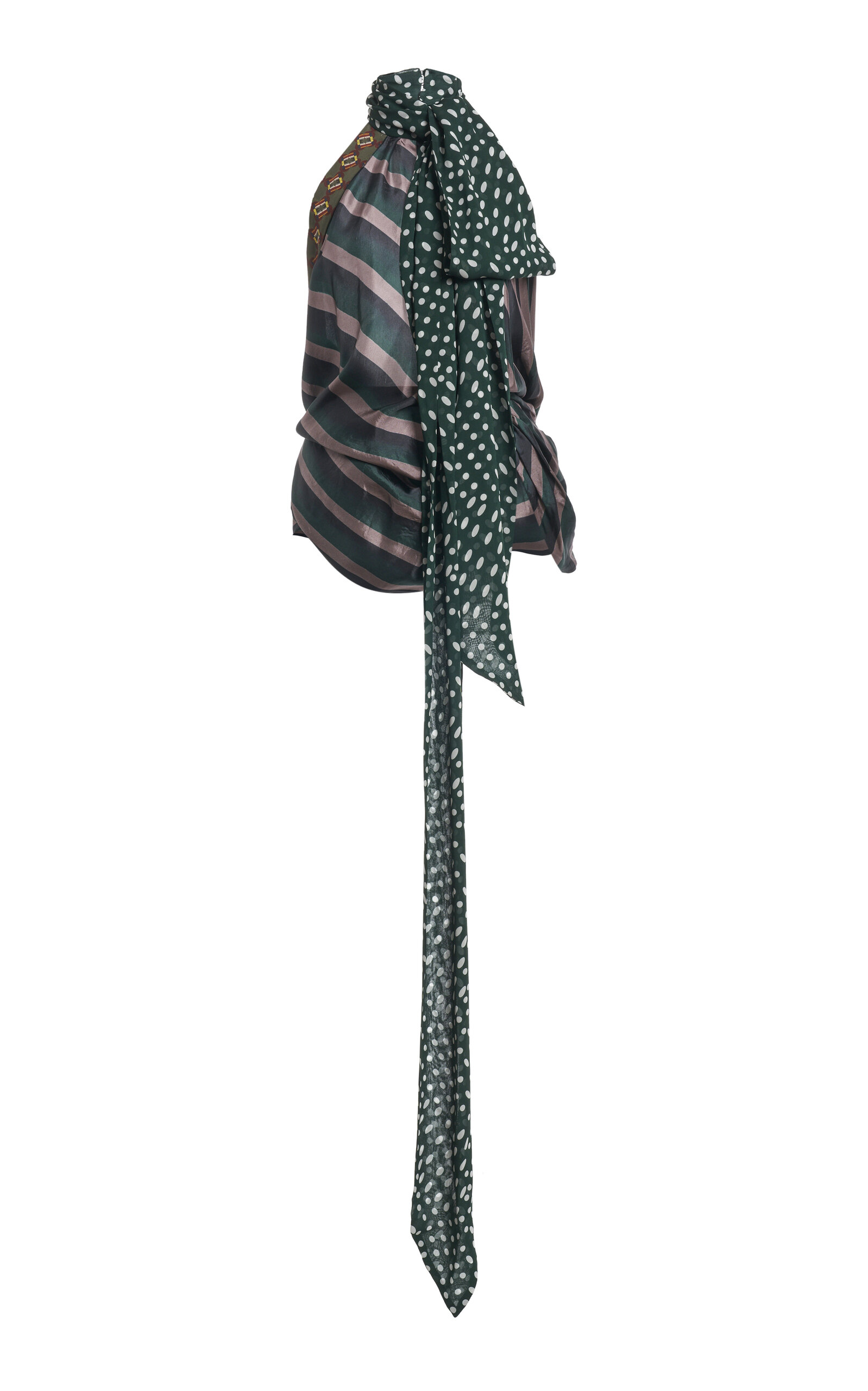 Dries Van Noten Cevira Scarf-detailed Silk-blend Top In Stripe