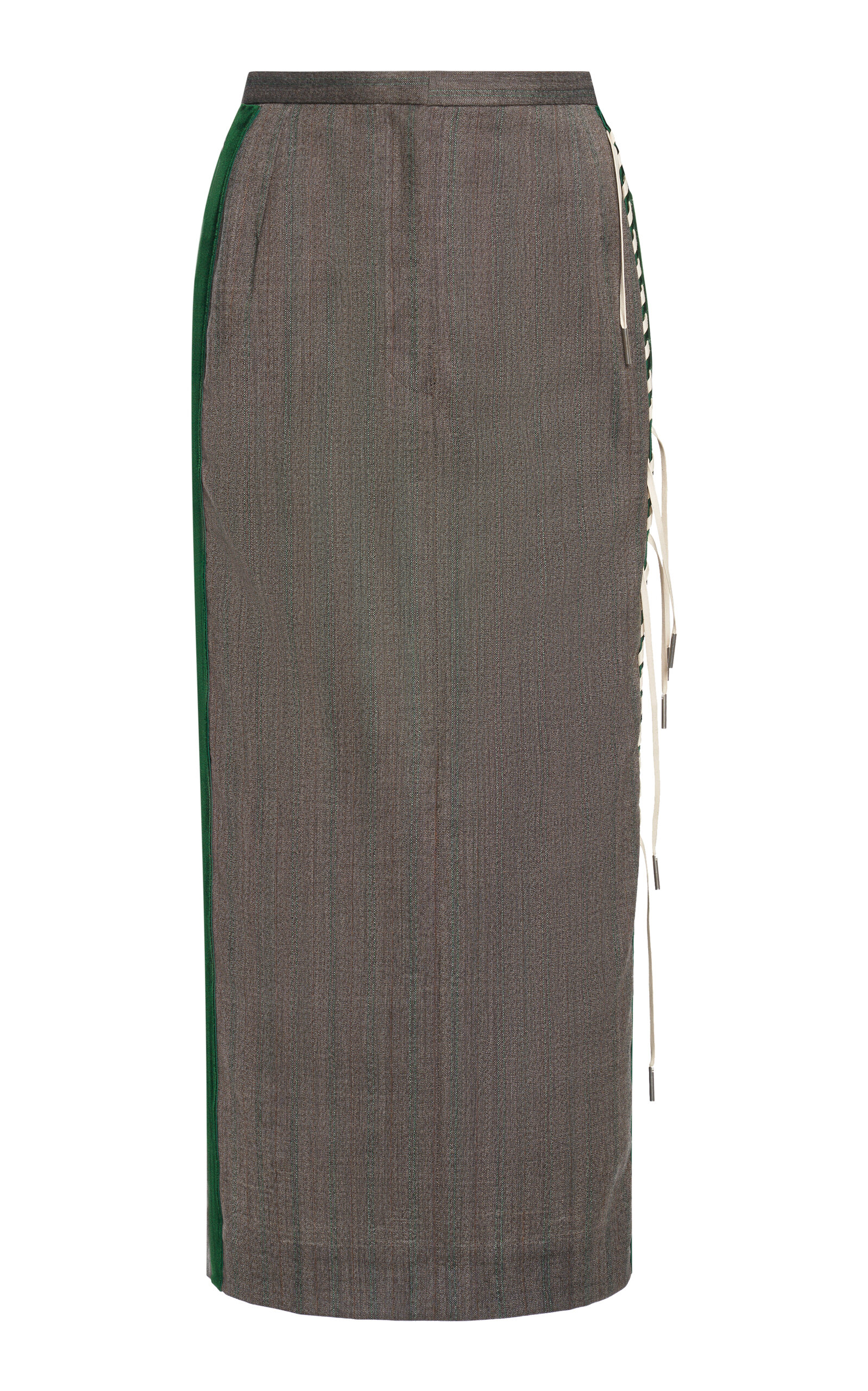 Dries Van Noten Sandora Whipstitched Wool Midi Skirt