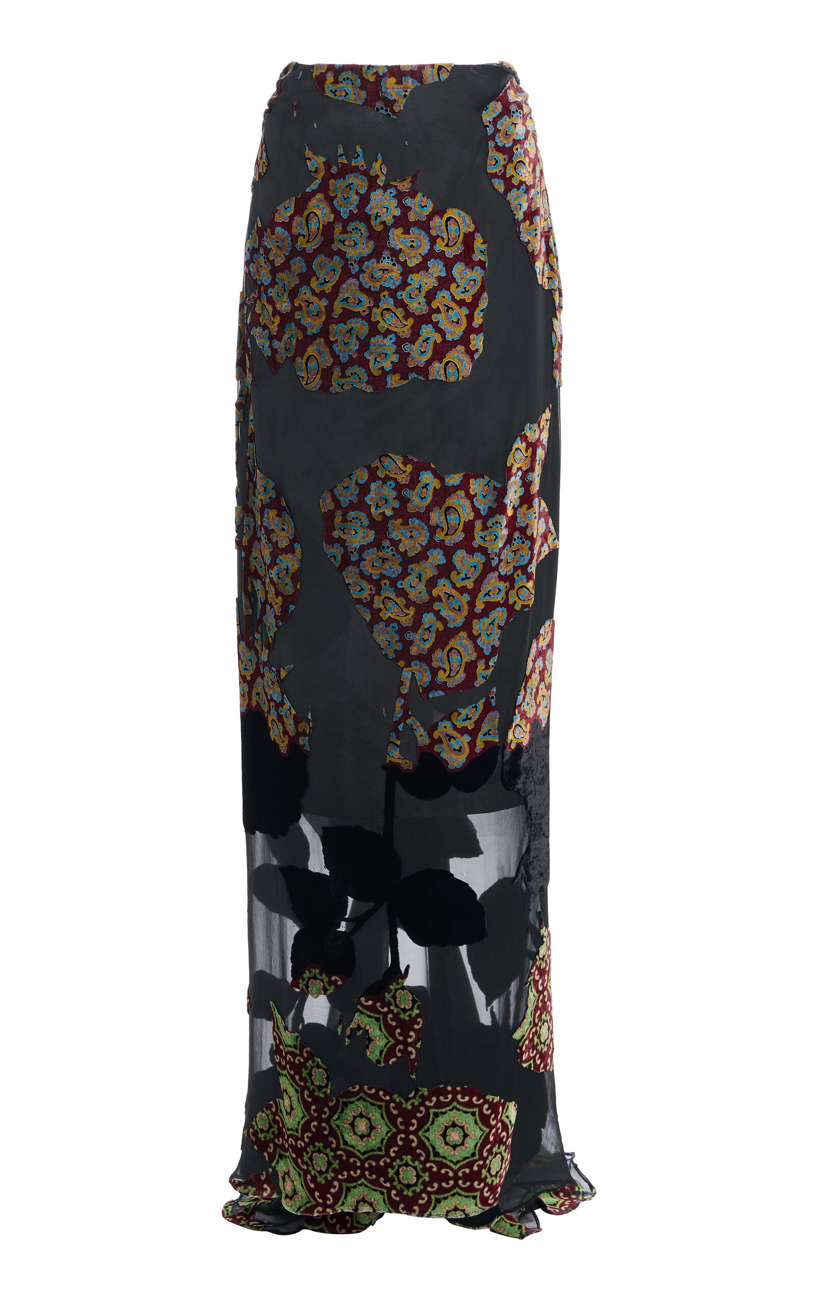 Dries Van Noten – Salvix Printed Velvet-Trim Maxi Skirt – Black – FR 34 – Moda Operandi Dries Van Noten – Salvix Printed Velvet-Trim Maxi Skirt – Black – FR 34 – Moda Operandi