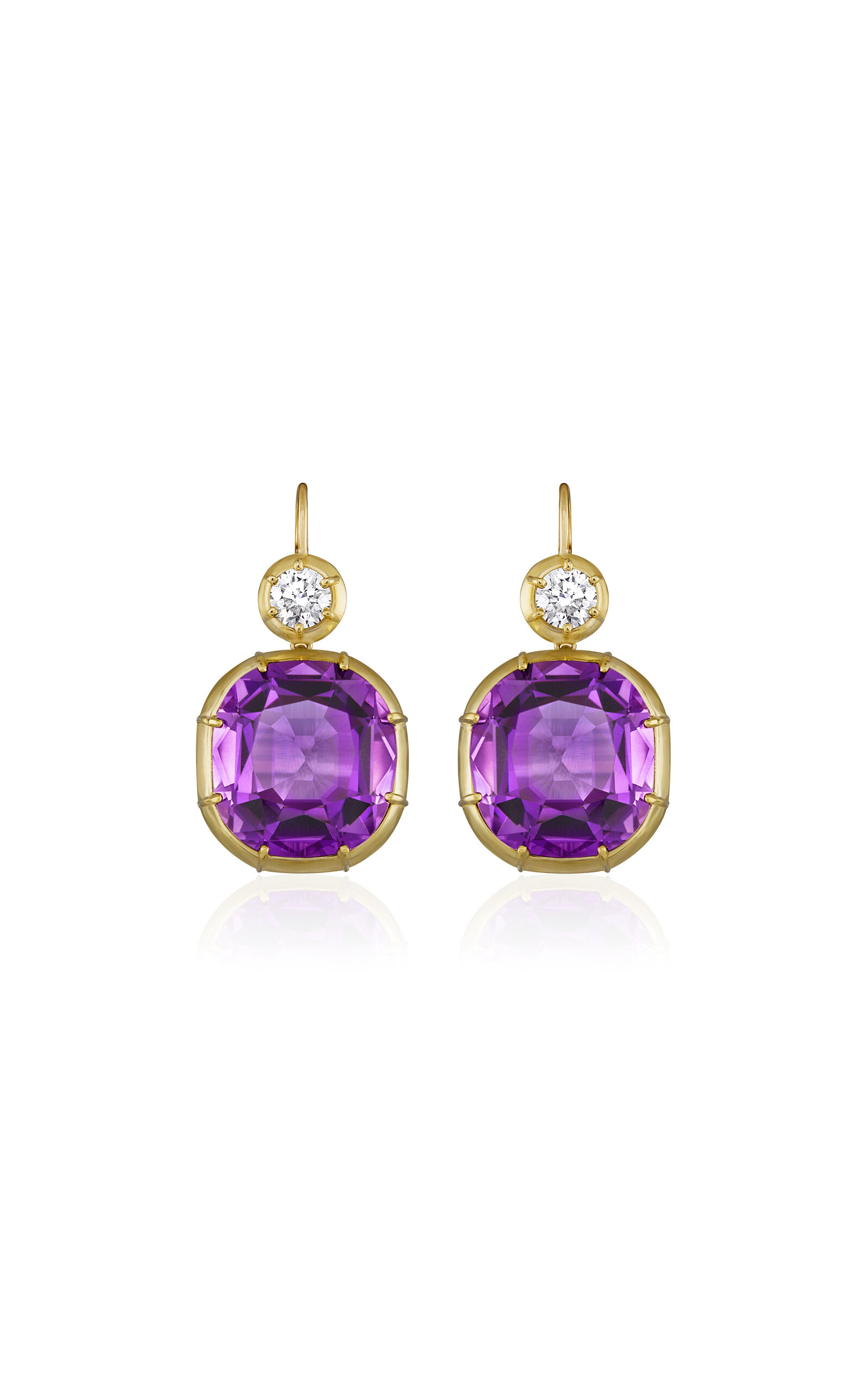 Imperial 18K Yellow Gold Amethyst; Diamond Earrings