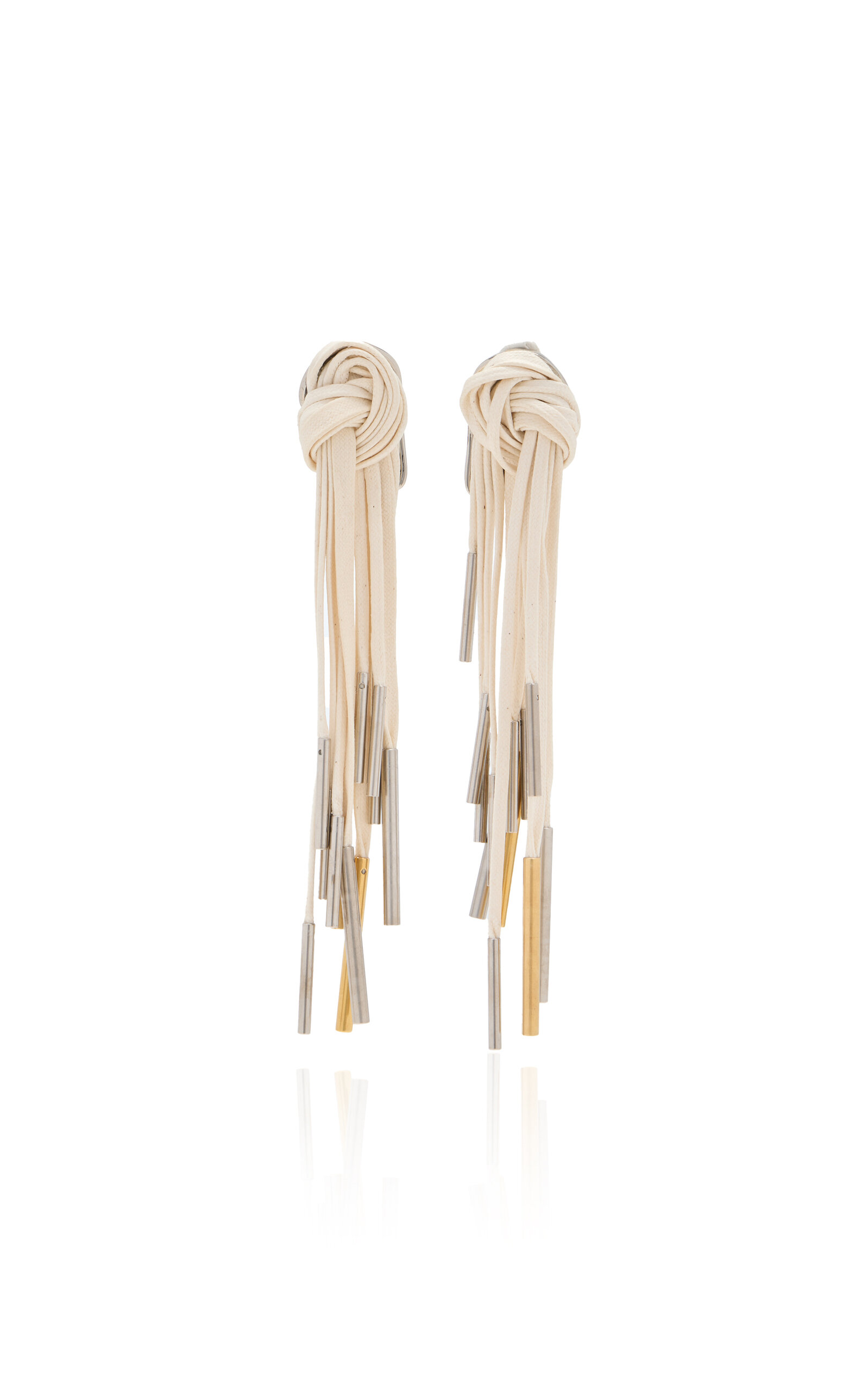 Dries Van Noten Cotton Fringe Statement Earrings In White