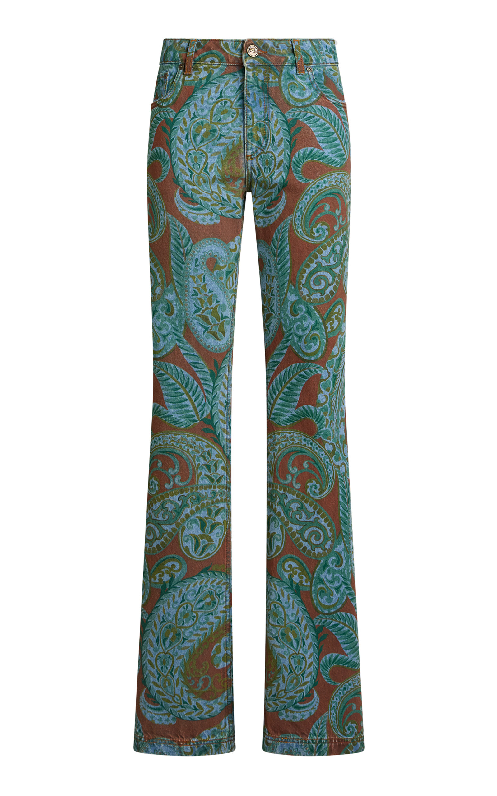Printed Low-Rise Flared-Leg Jeans