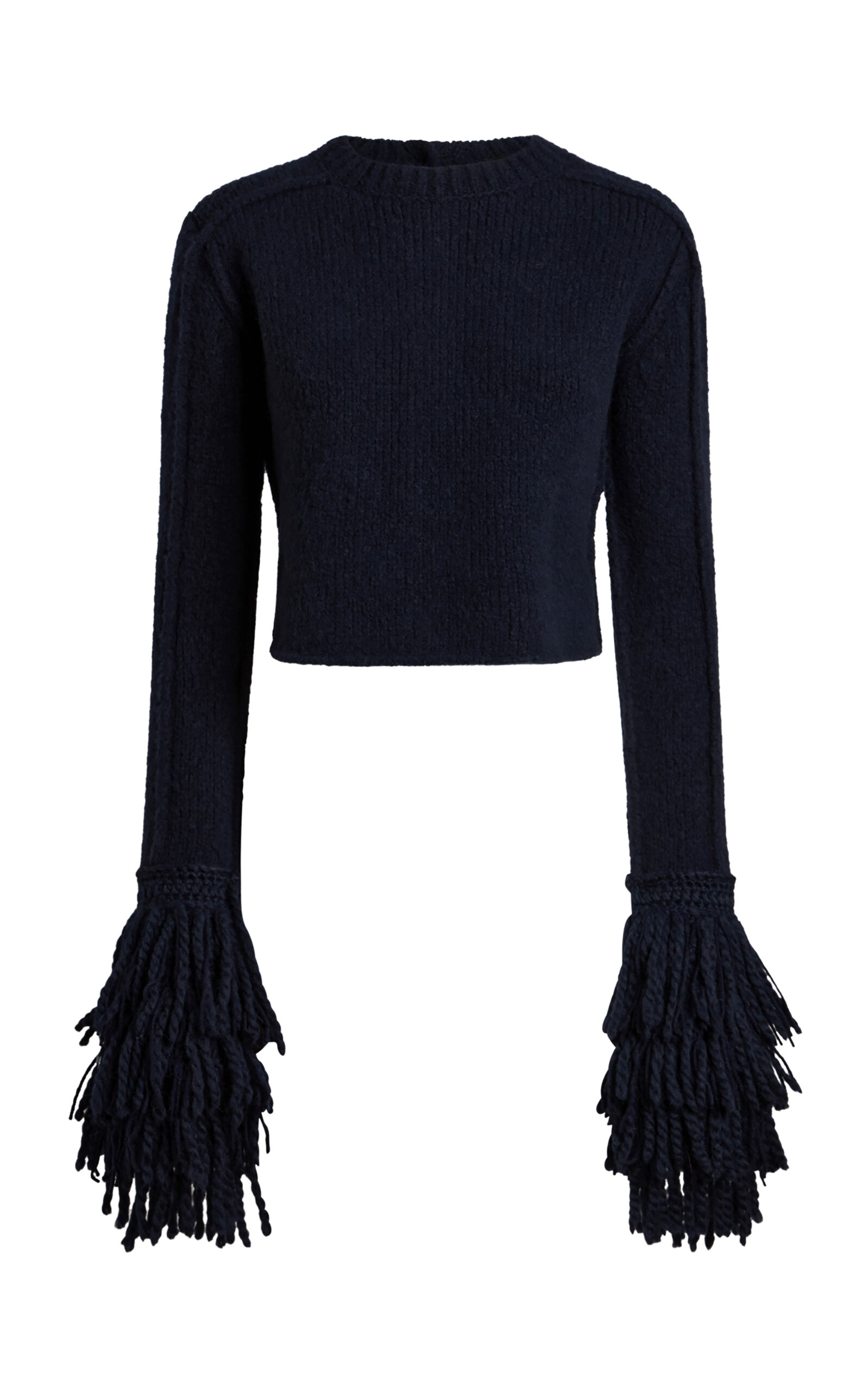 Etro Fringed Wool-blend Sweater In Navy