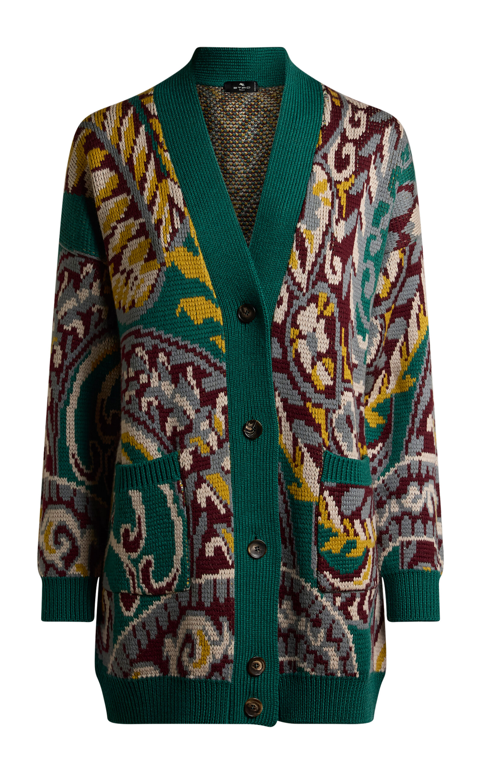Etro Oversized Patterned Wool-Blend Cardigan