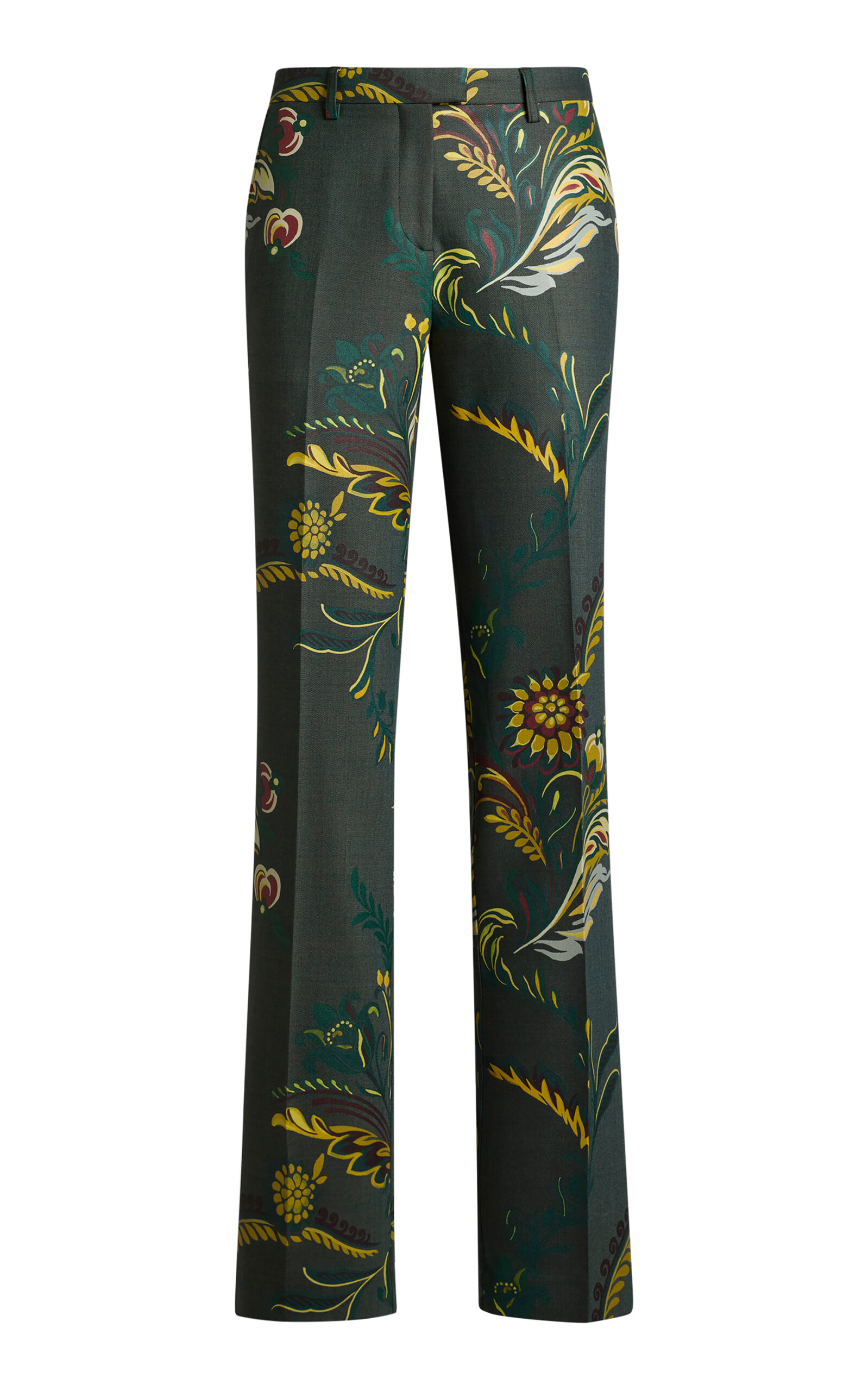 Etro Printed Wool-Blend Straight-Leg Pants
