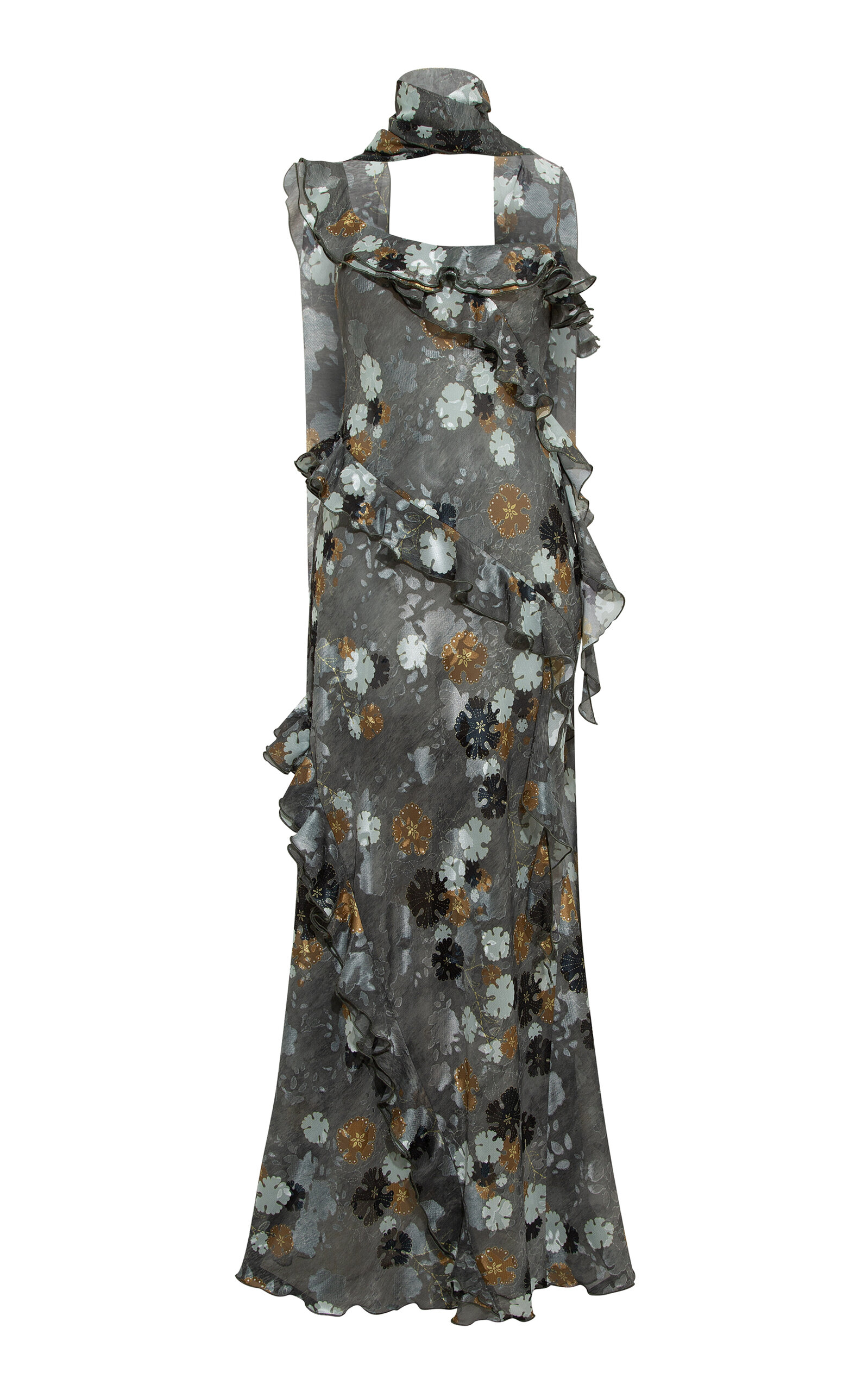 SIEDRÉS Monica Ruffled Devoré Chiffon Maxi Dress