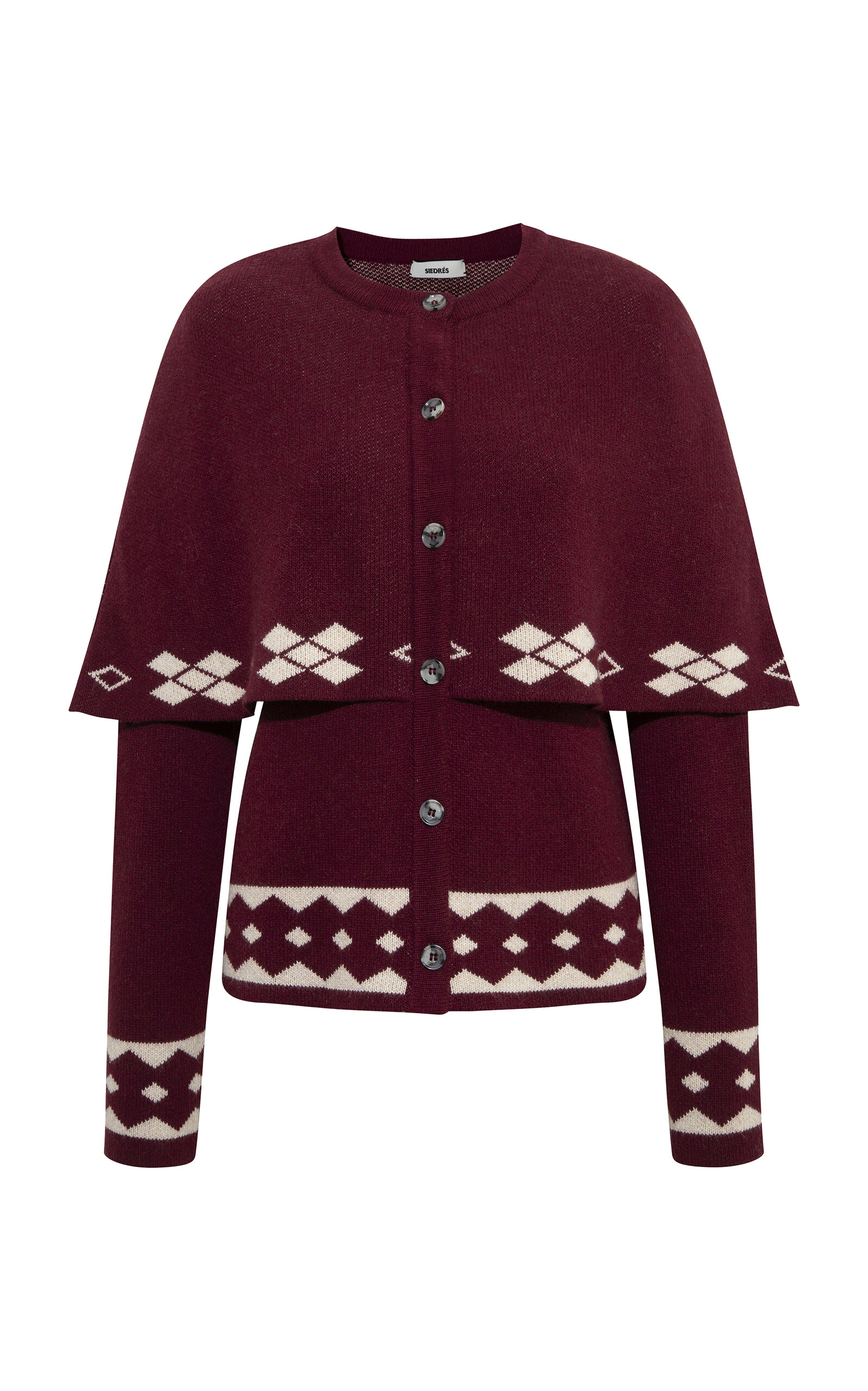 Siedres Cleo Cape-detailed Wool-blend Cardigan In Burgundy