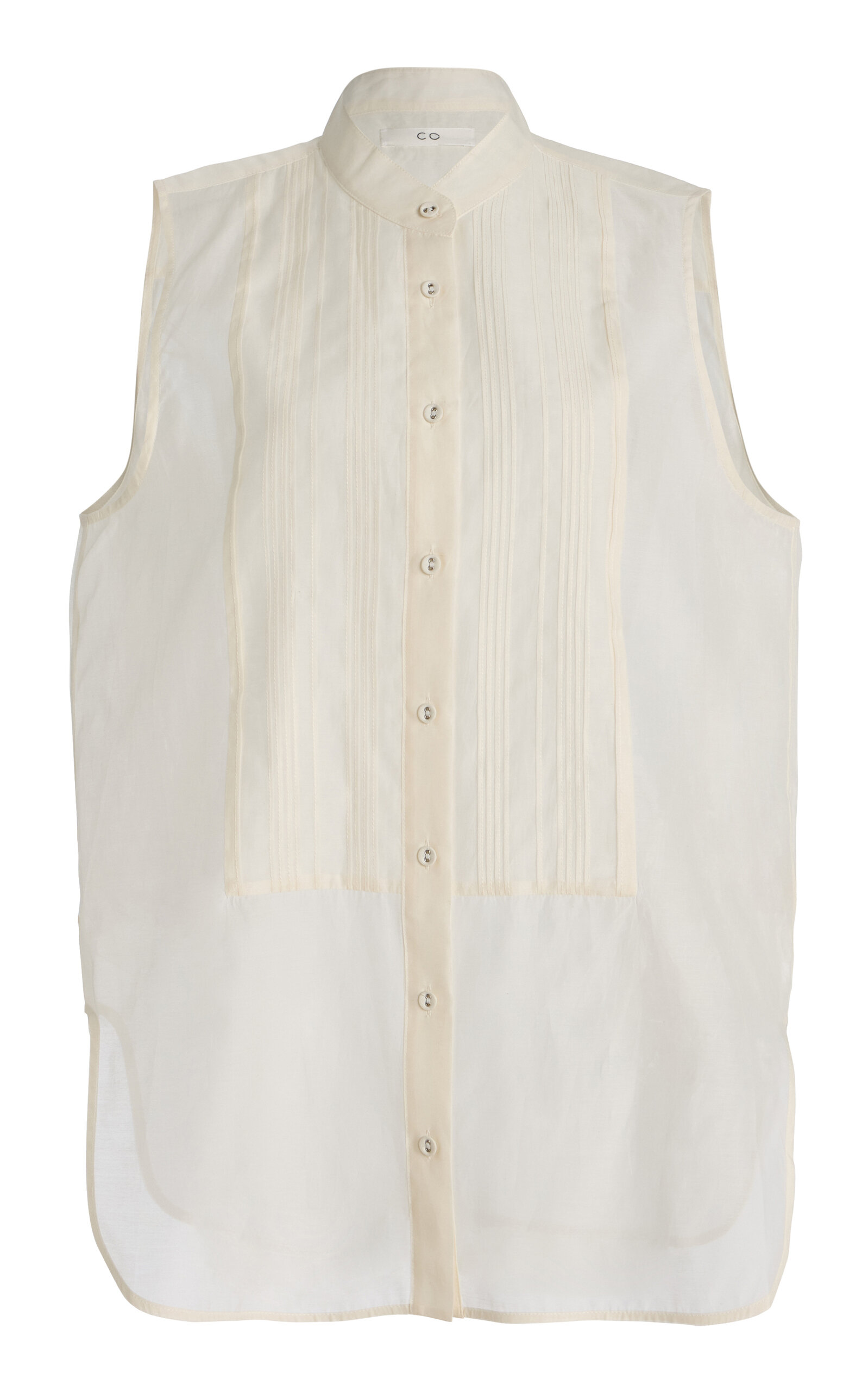 Co Tton-blend Tuxedo Top In Ivory
