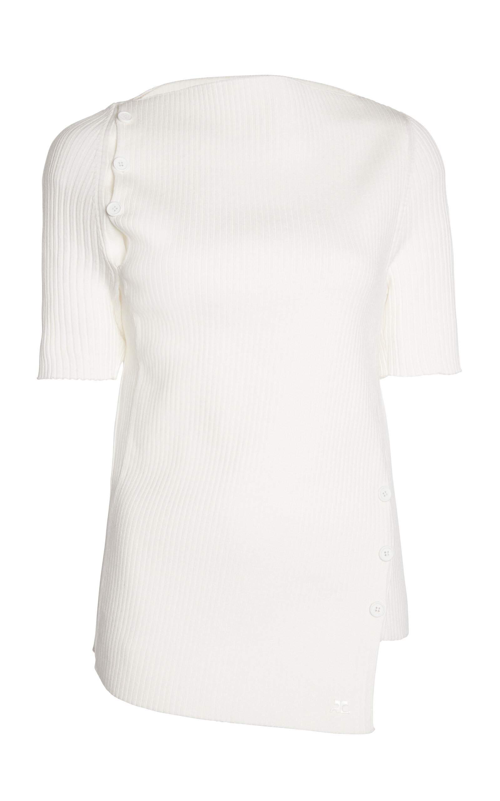 Courrèges Oblique Buttoned Knit Top