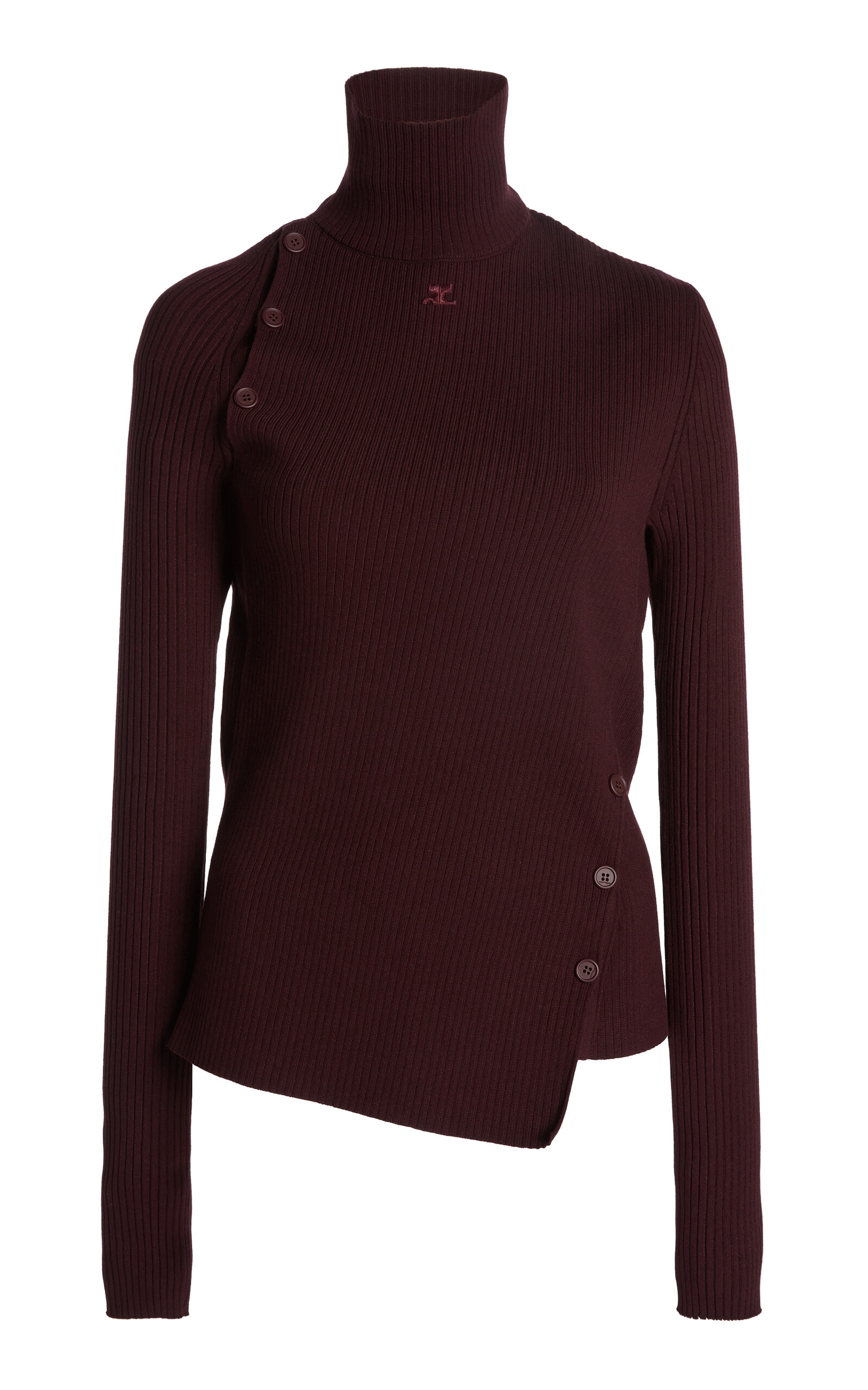 Courrèges Oblique Buttoned Sweater In Burgundy