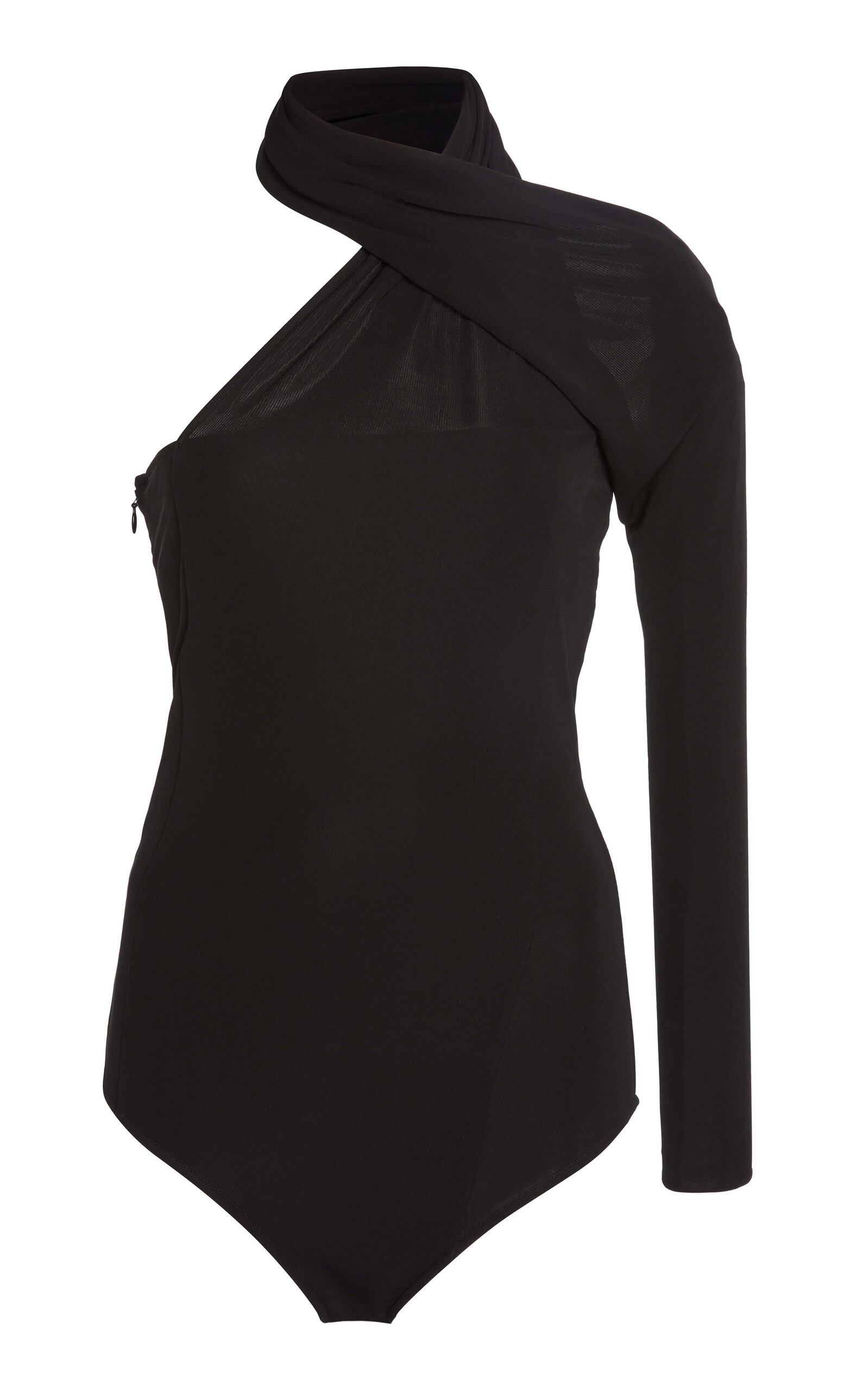 CourrÃ¨ges Asymmetric Twisted Knit Bodysuit
