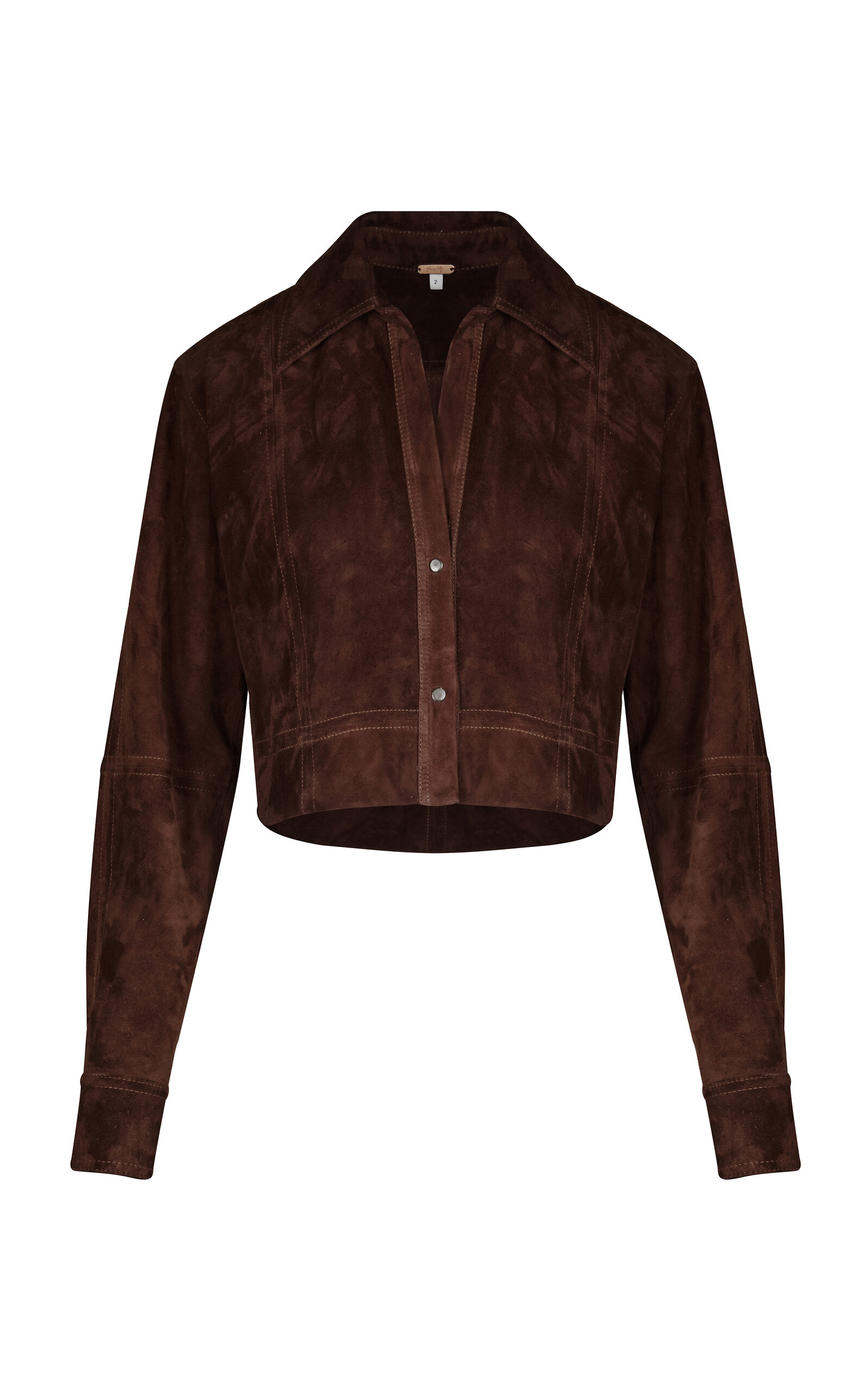 Johanna Ortiz Body Art Leather Cropped Shirt - Brown