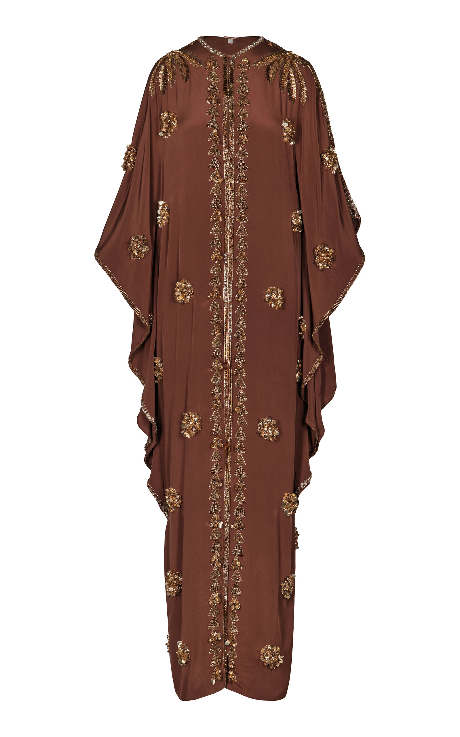 Johanna Ortiz Mystical Gaucho Silk Tunic Dress In Brown