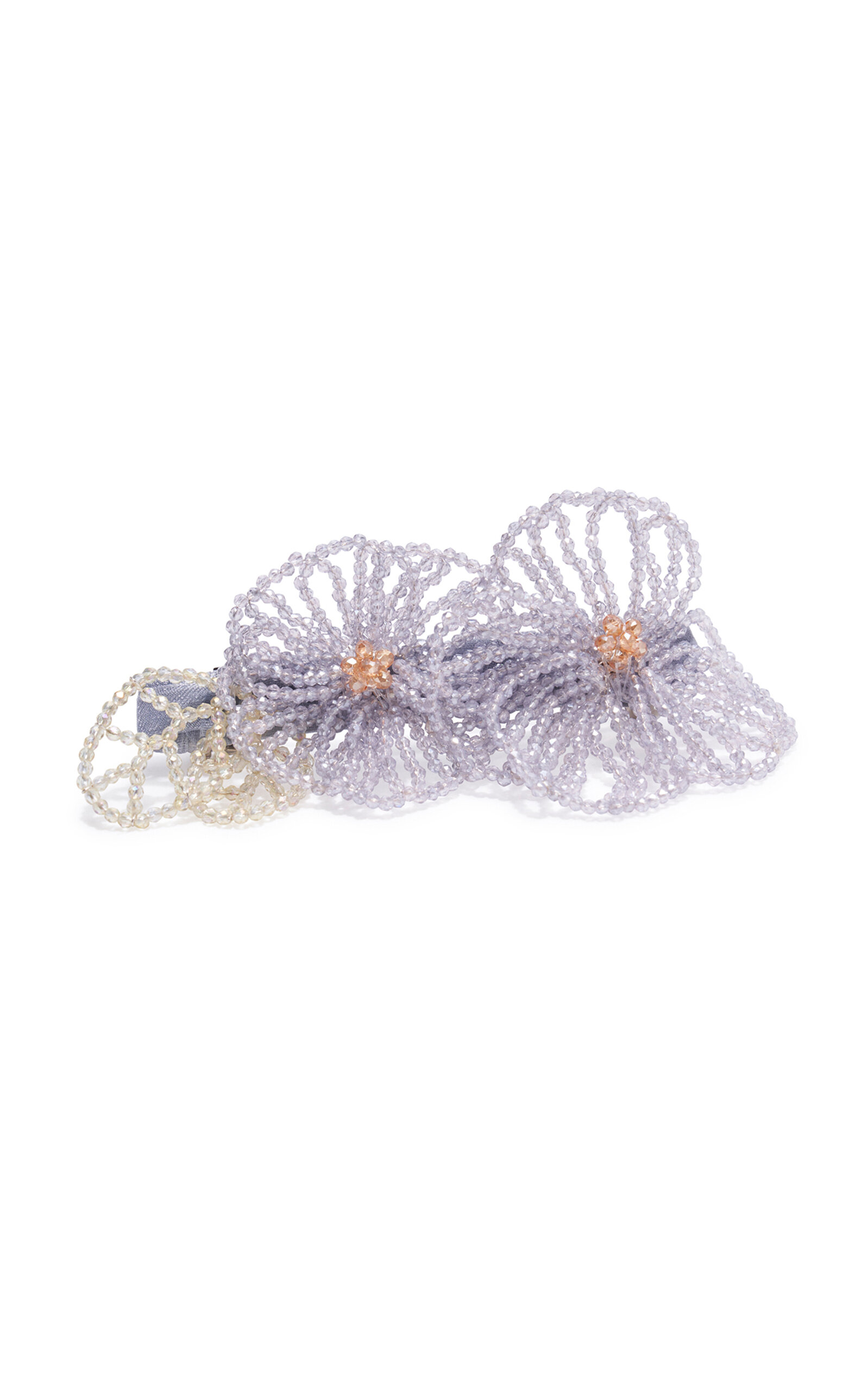 Shop Emm Kuo Violet Crystal-beaded Hair Clip In Purple