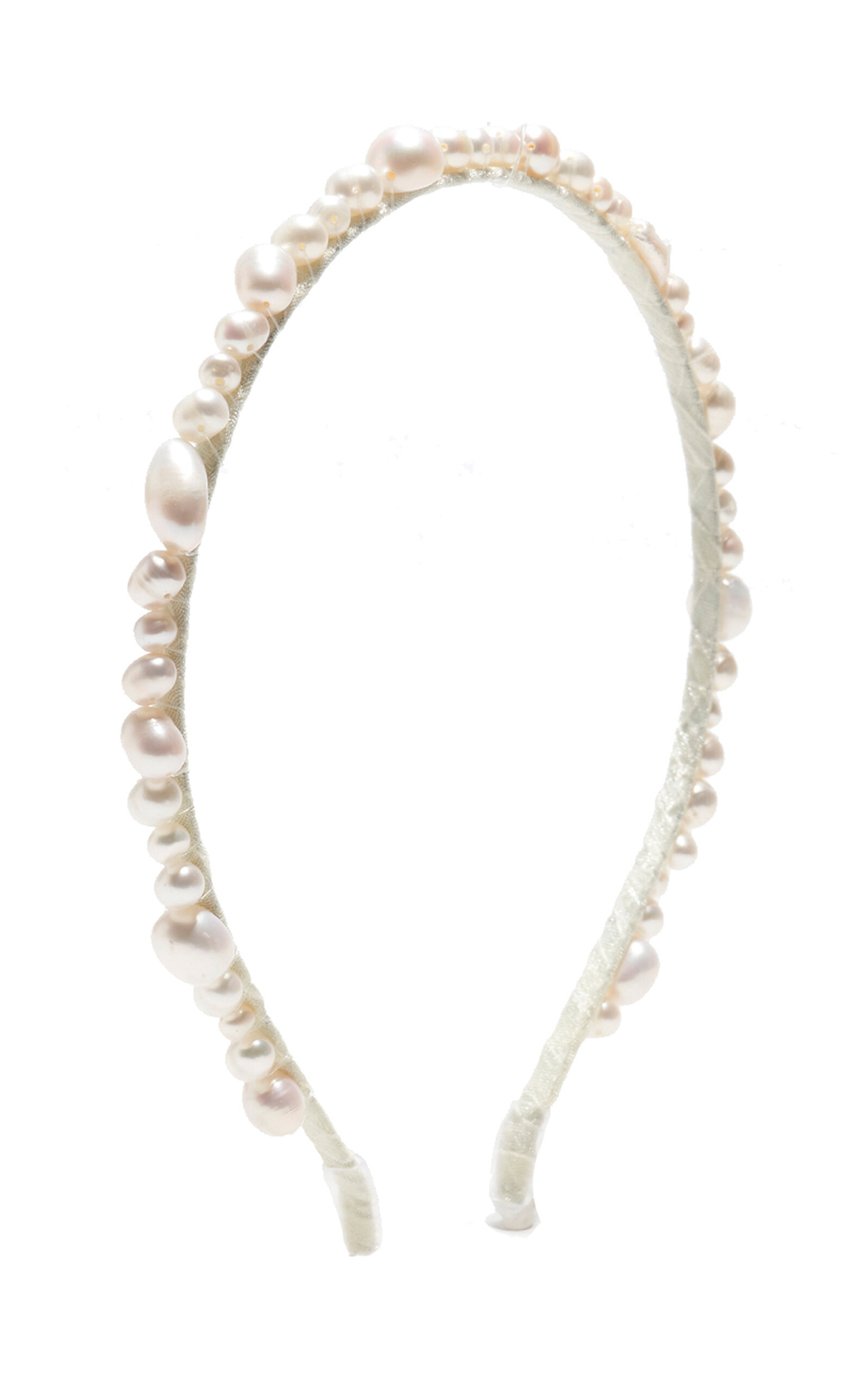 Shop Emm Kuo Pearl-embellished Satin Headband In White