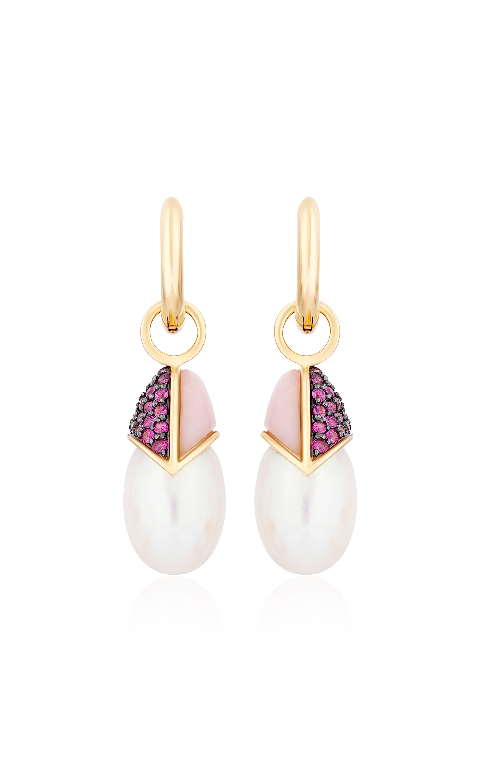 Mason And Books Scottie 14k Gold Pearl; Onyx & Diamond Earrings In Pink