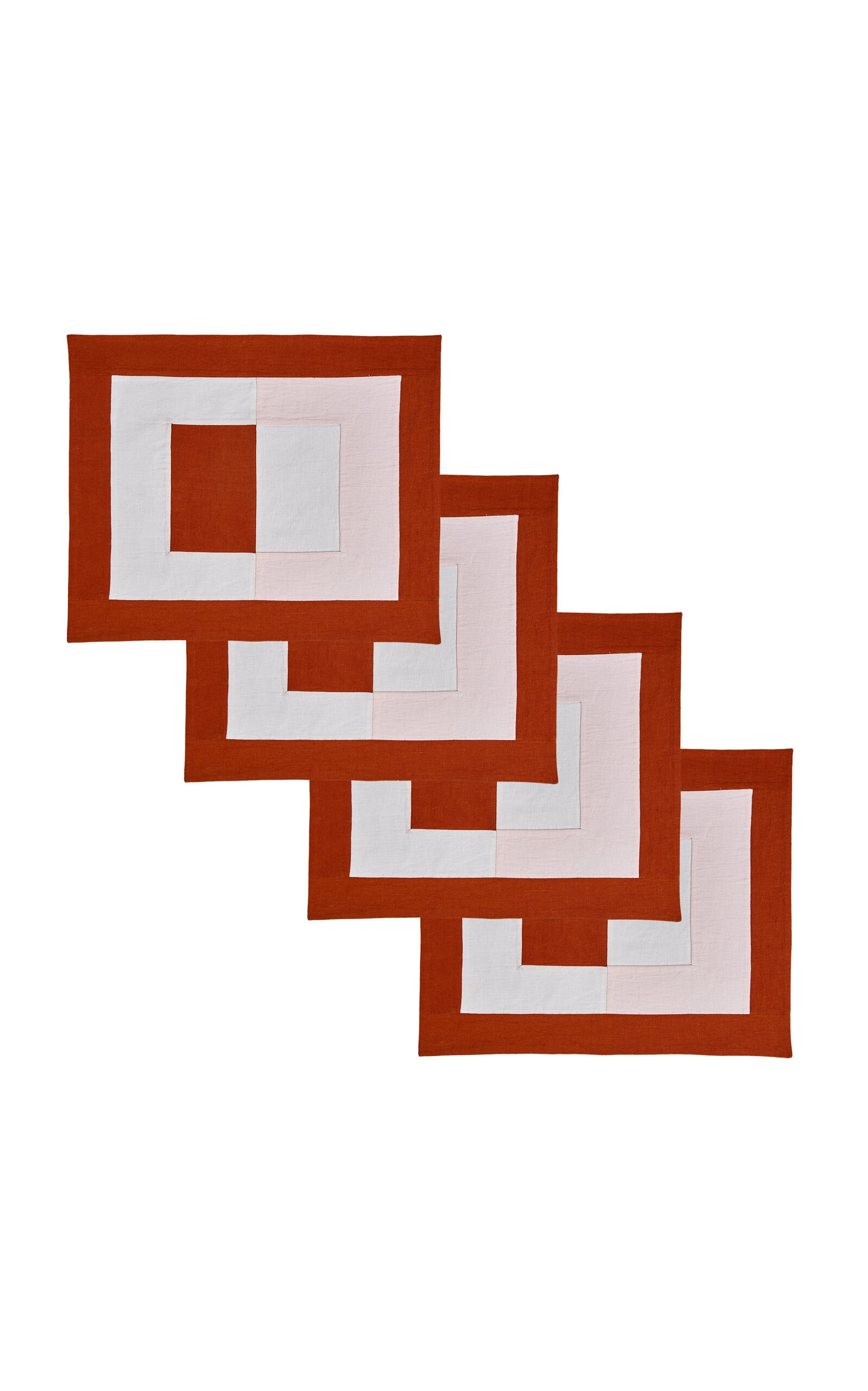 Misette Set-Of-Four Embroidered Linen Placemats - Red